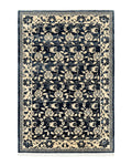 Sino Persian Rug 6x9, Hand Knotted Wool Carpet, Floral Allover, Blue Cream-Tan