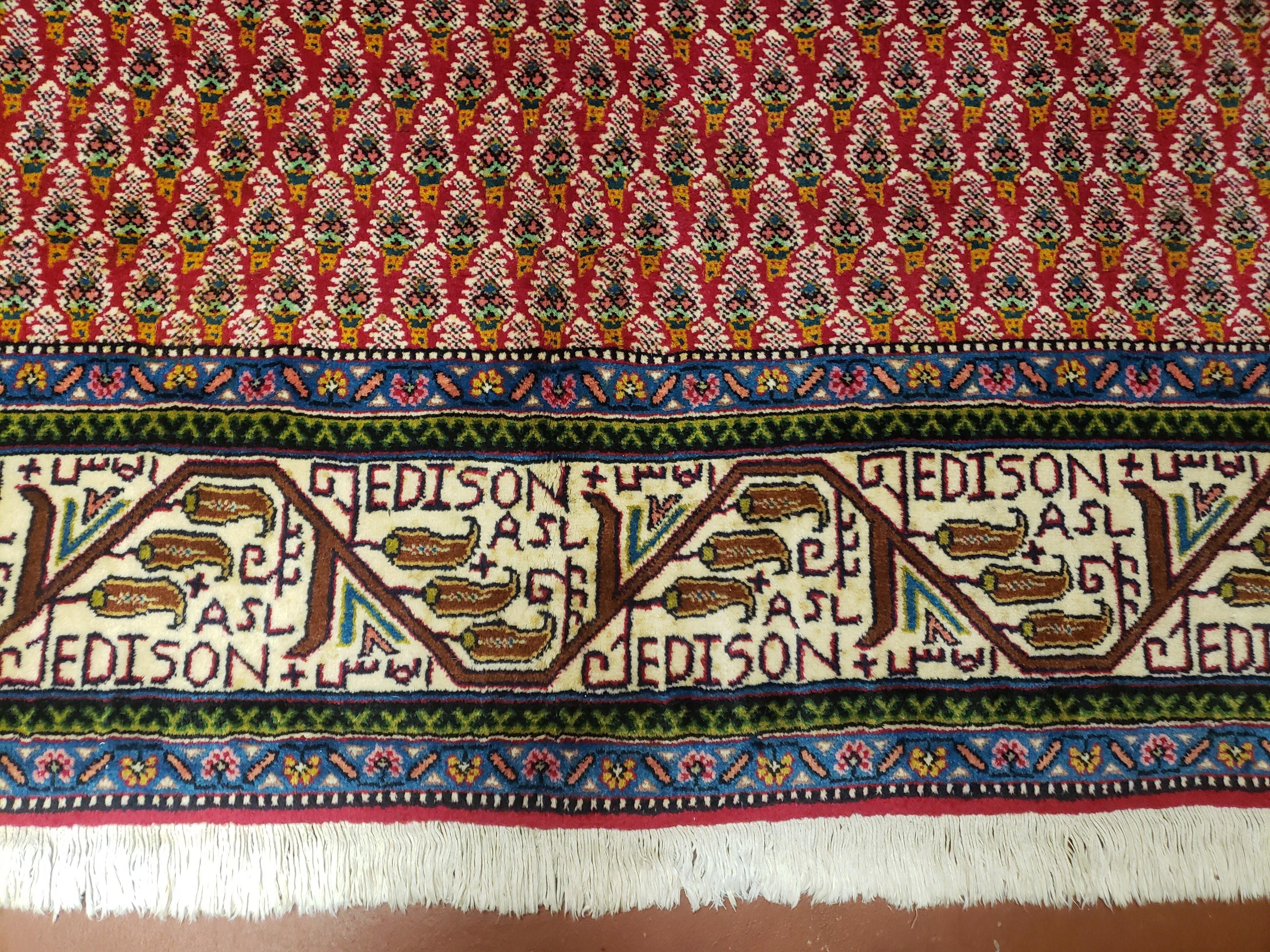 6x9 Finely Woven Turkish Tribal Rug, Boteh/Paisley Pattern, Red & Beige Area Rug, Vintage Wool Carpet, Entryway Rug, Hand-Knotted Foyer Rug