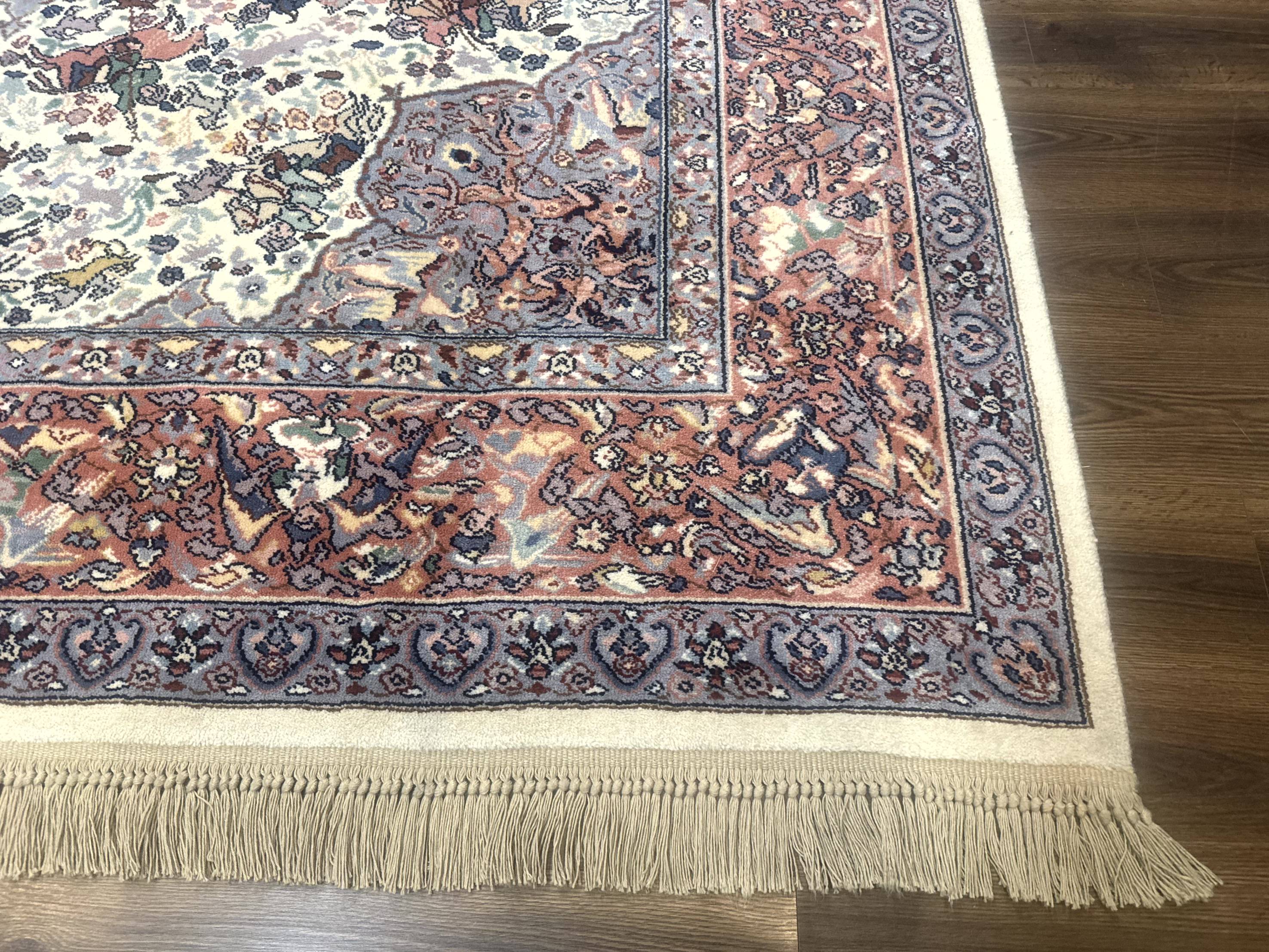 8.8 x 12 Karastan Ivory Hunting Rug #751, Vintage Wool Discontinued Original 700 Series, Rare
