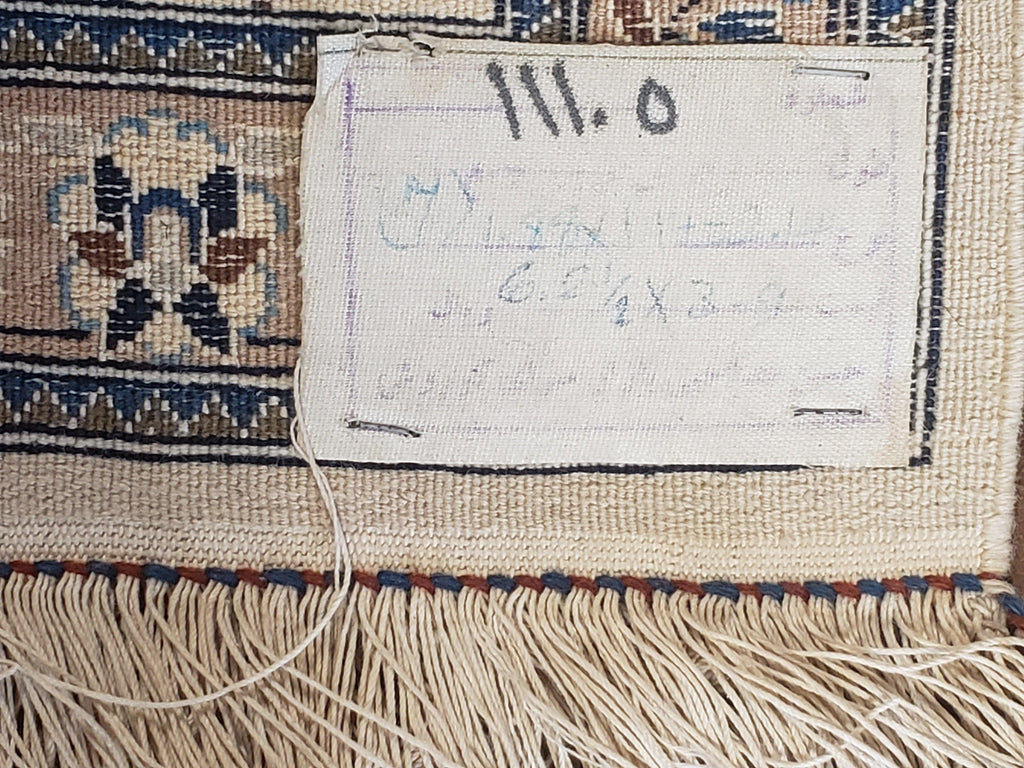 Persian Nain Rug 4x6, Ivory and Blue, Hand-Knotted, Wool & Silk