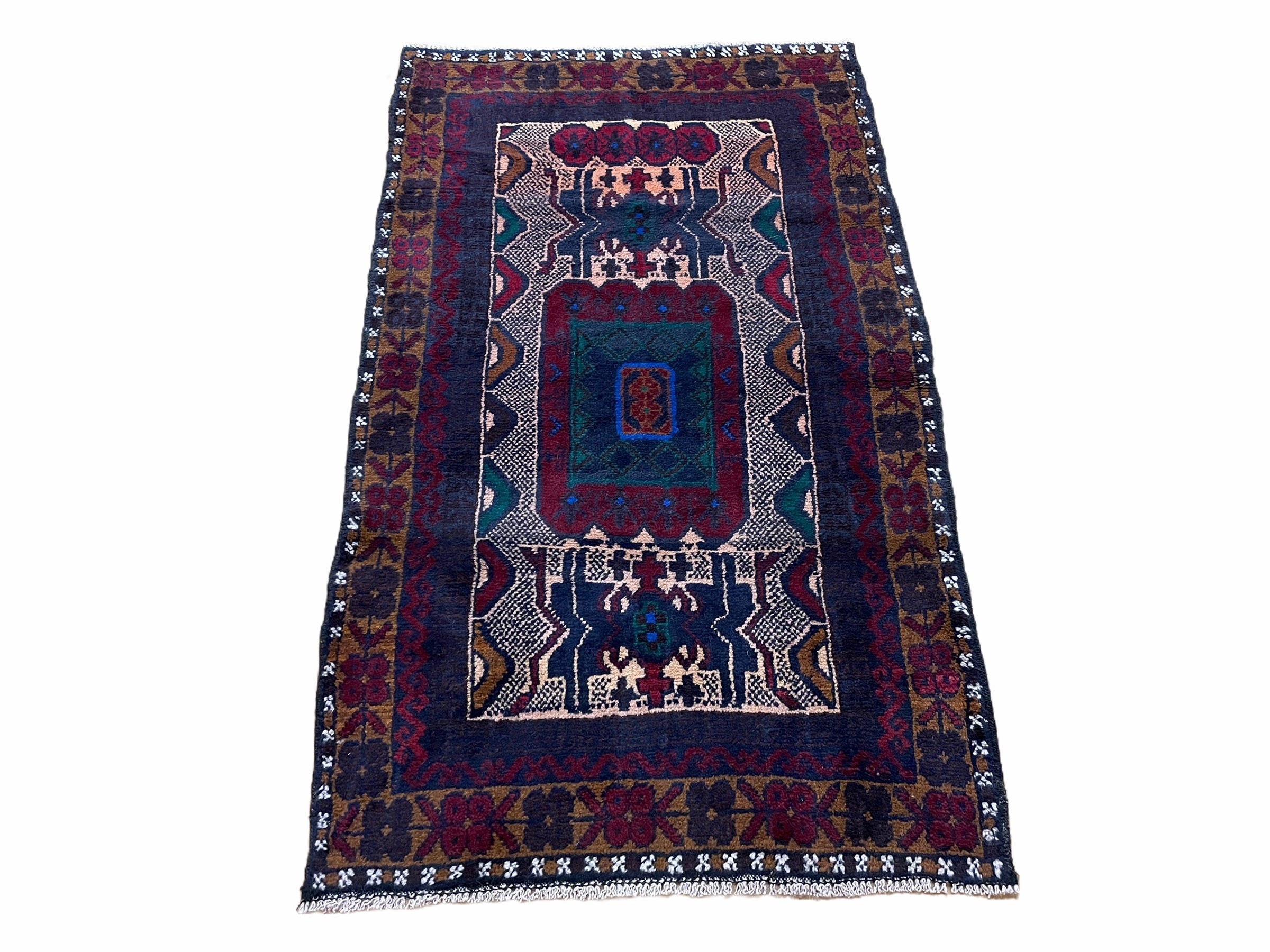 3 X 5 Vintage Handmade Tribal Wool Rug Balouchi Rug Afghan Rug Red Beige Nice