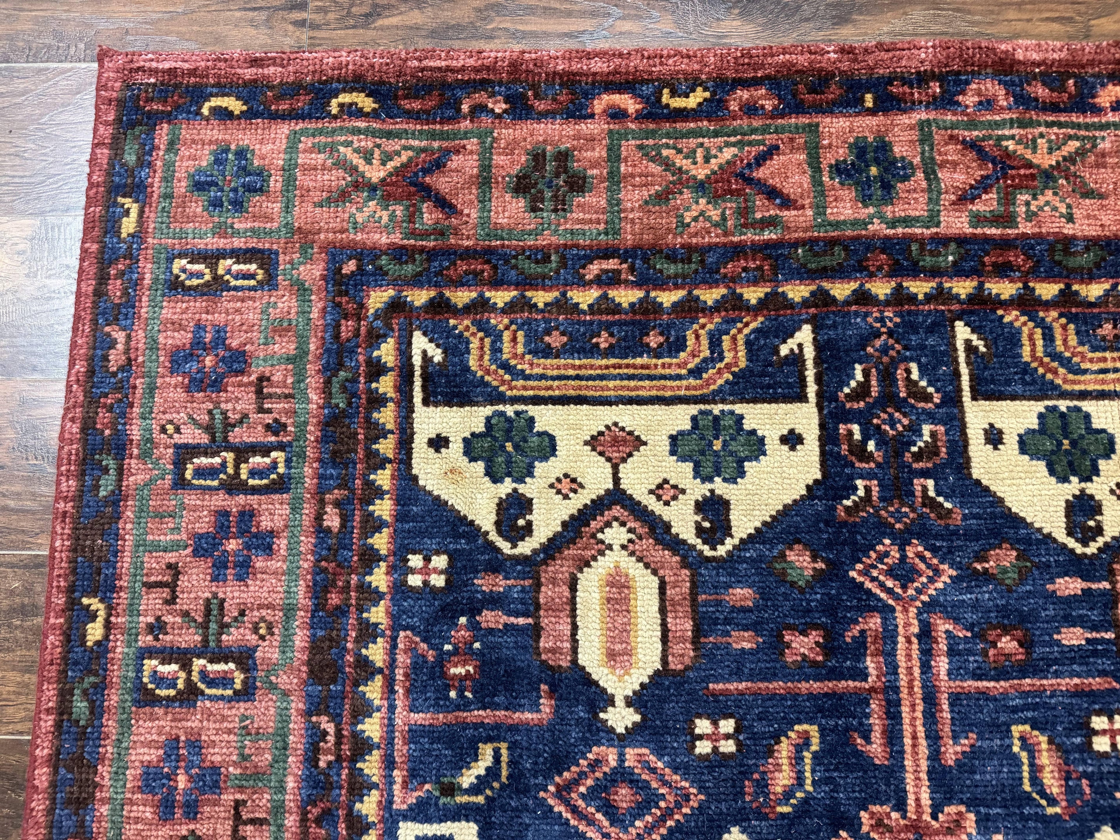 Persian Tribal Heriz Design Rug 6x9, Pottery Barn Rug, Hand Knotted Wool Vintage Rug
