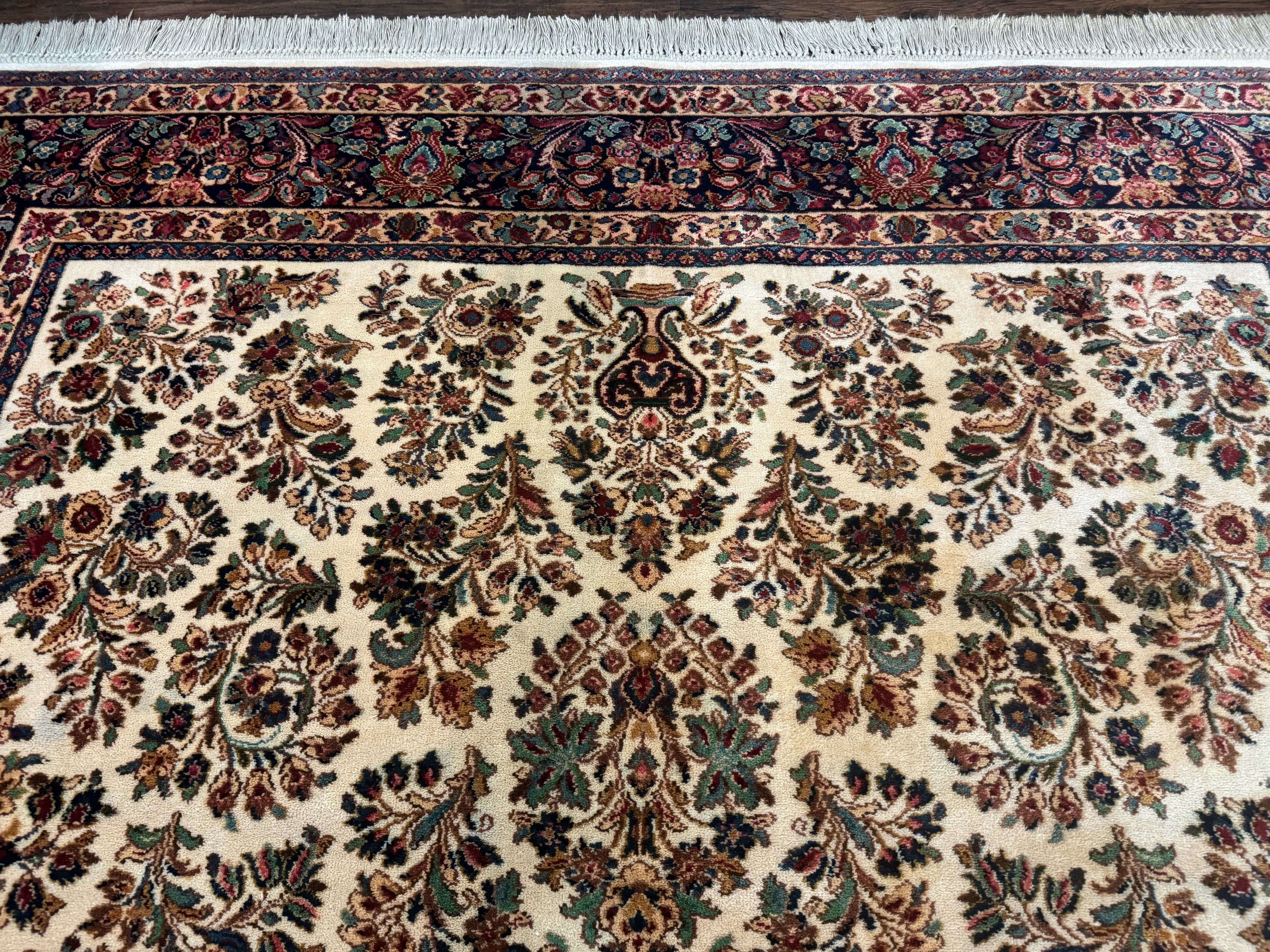 8.8 x 12 Karastan Ivory Sarouk Rug #760, Wool Pile, Vintage, Original 700 Series