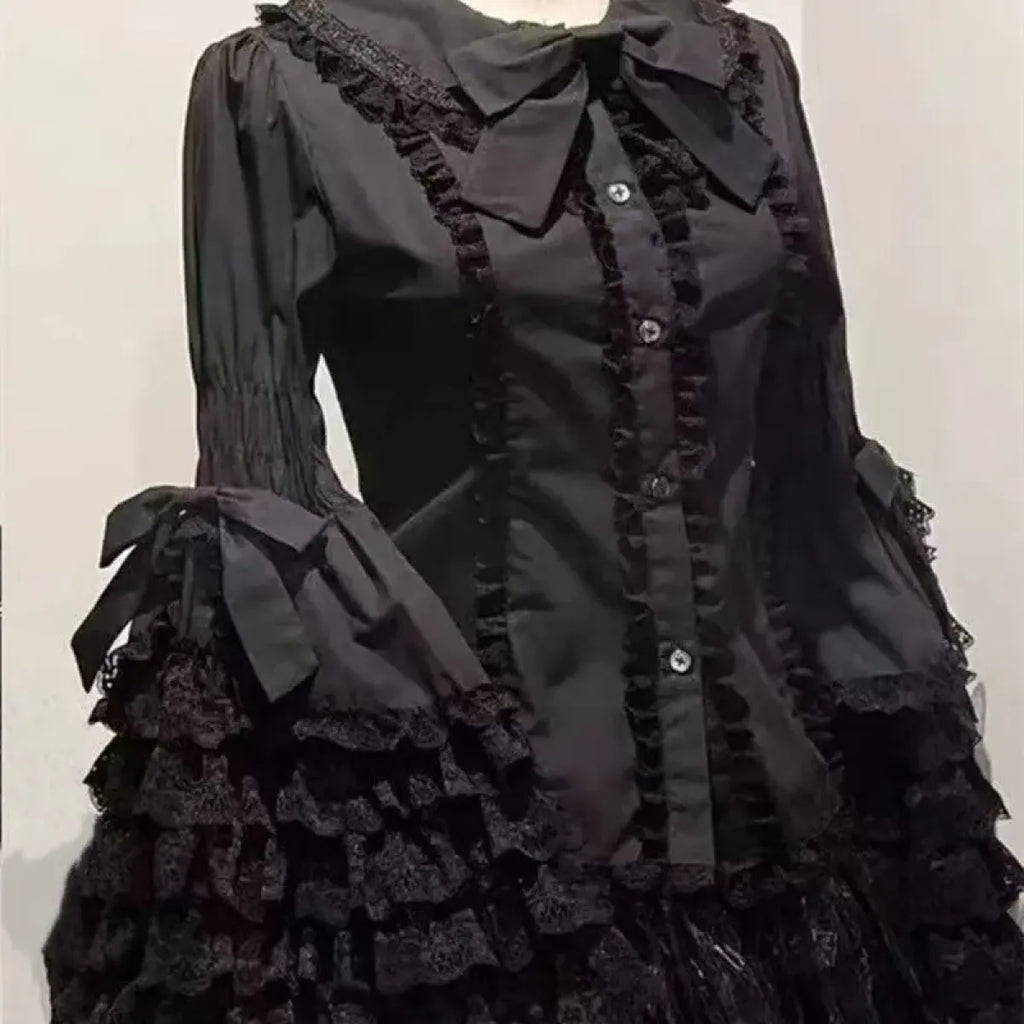 Kawaii Flare Sleeve Bow Blouse