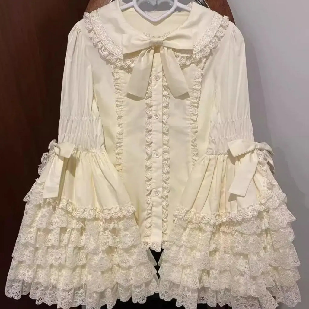 Kawaii Flare Sleeve Bow Blouse