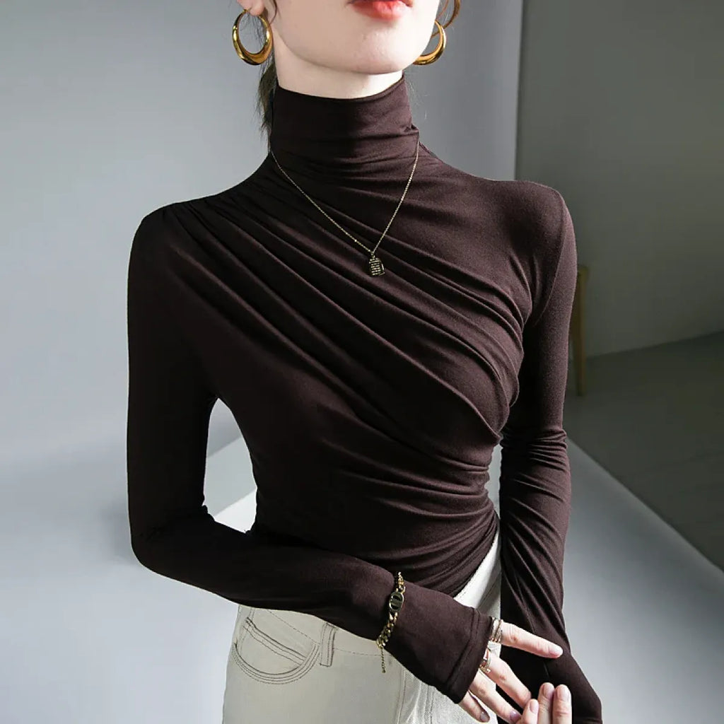 Gothic Pleated Turtleneck Top