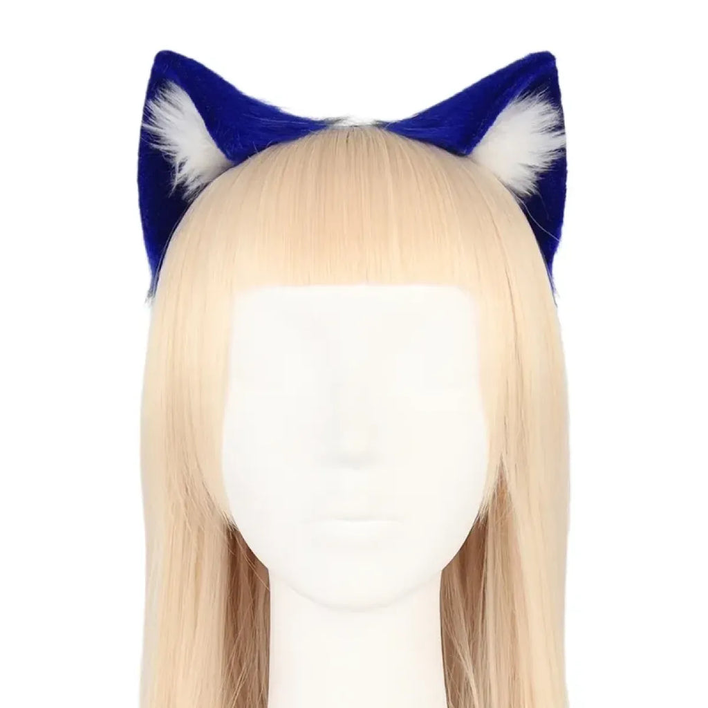 Handmade Cat Faux Fur Ears Headband - Fluffy Plush Animal Hair Hoop