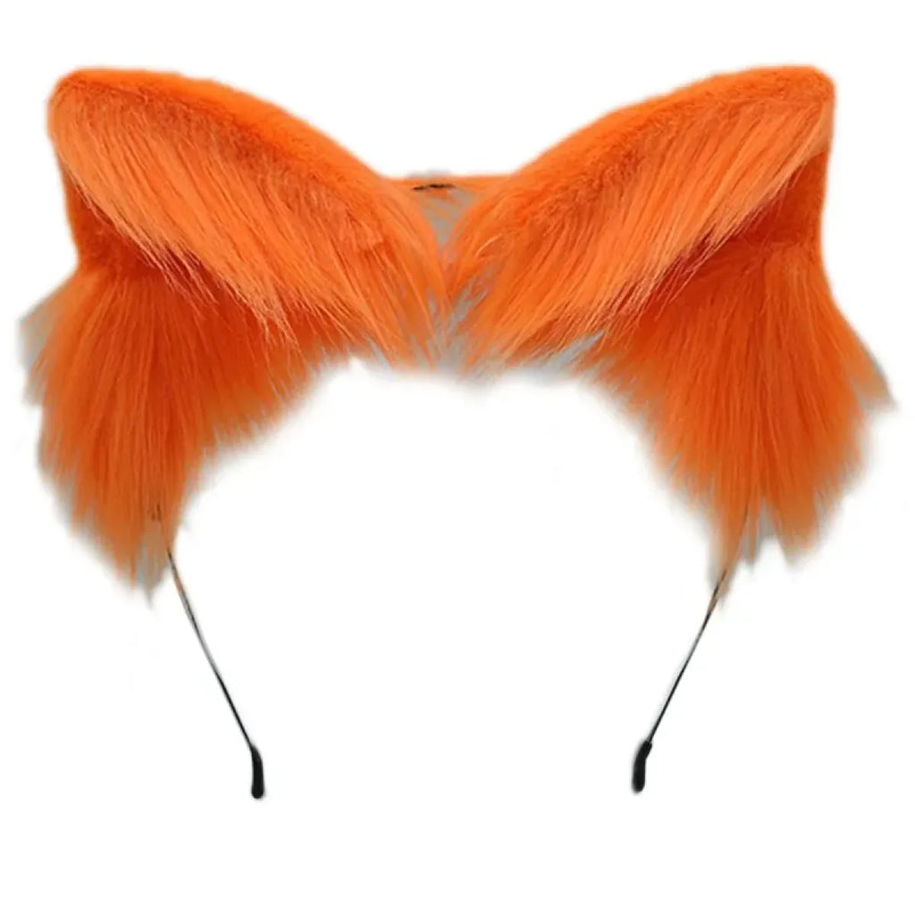 Handmade Cat Faux Fur Ears Headband - Fluffy Plush Animal Hair Hoop