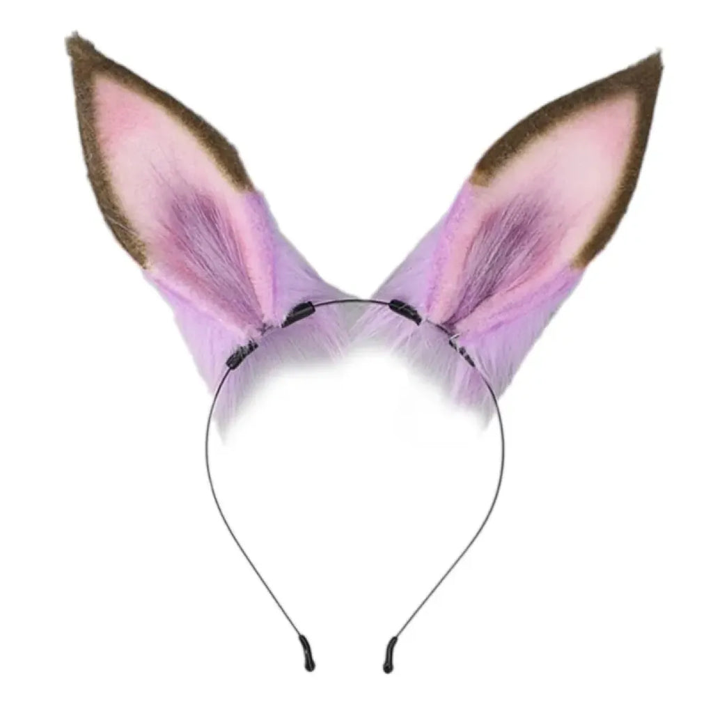 Handmade Cat Faux Fur Ears Headband - Fluffy Plush Animal Hair Hoop
