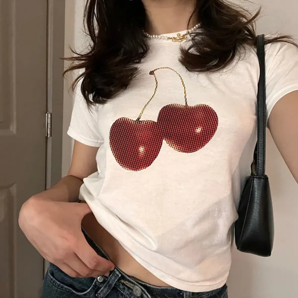 Harajuku Cherry Graphic Print T-Shirt
