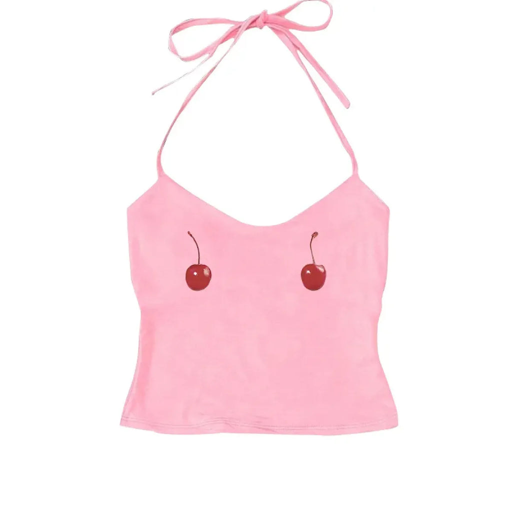 Harajuku Cherry Tee - Sleeveless Streetwear Crop