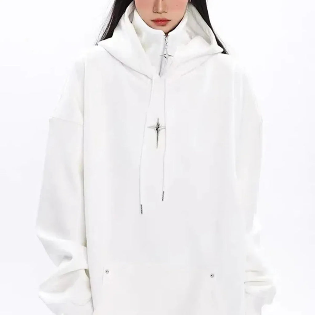 Harajuku High Neck Hoodie