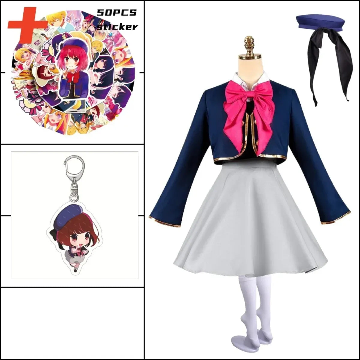 OSHI NO KO Ai Hoshino Cosplay Costume - Lolita Pink Uniform Dress
