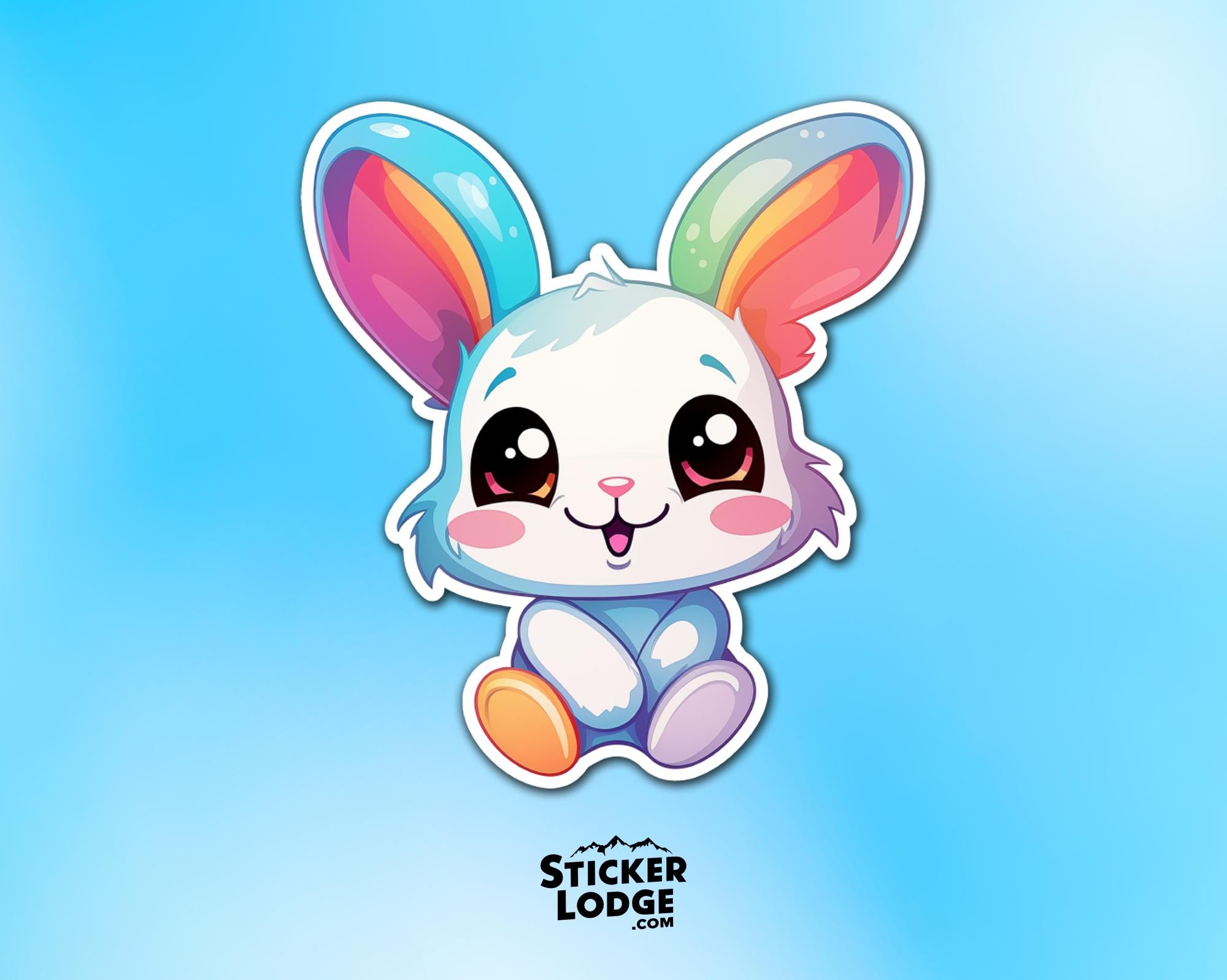 Kawaii Rainbow Bunny Vinyl Sticker