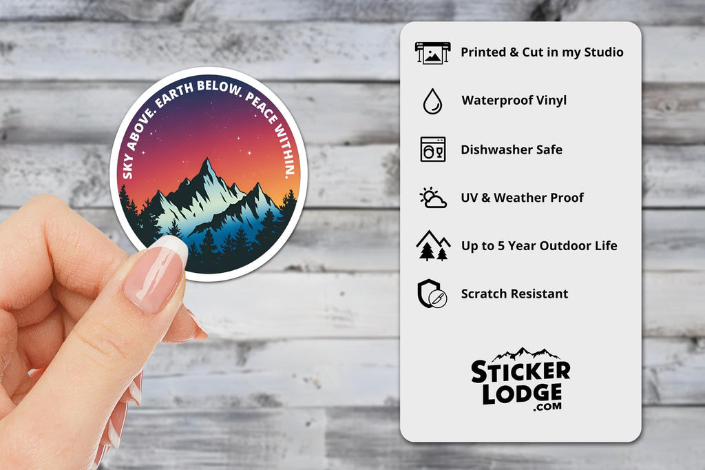 Sky Above Earth Below Peace Within Vinyl Sticker