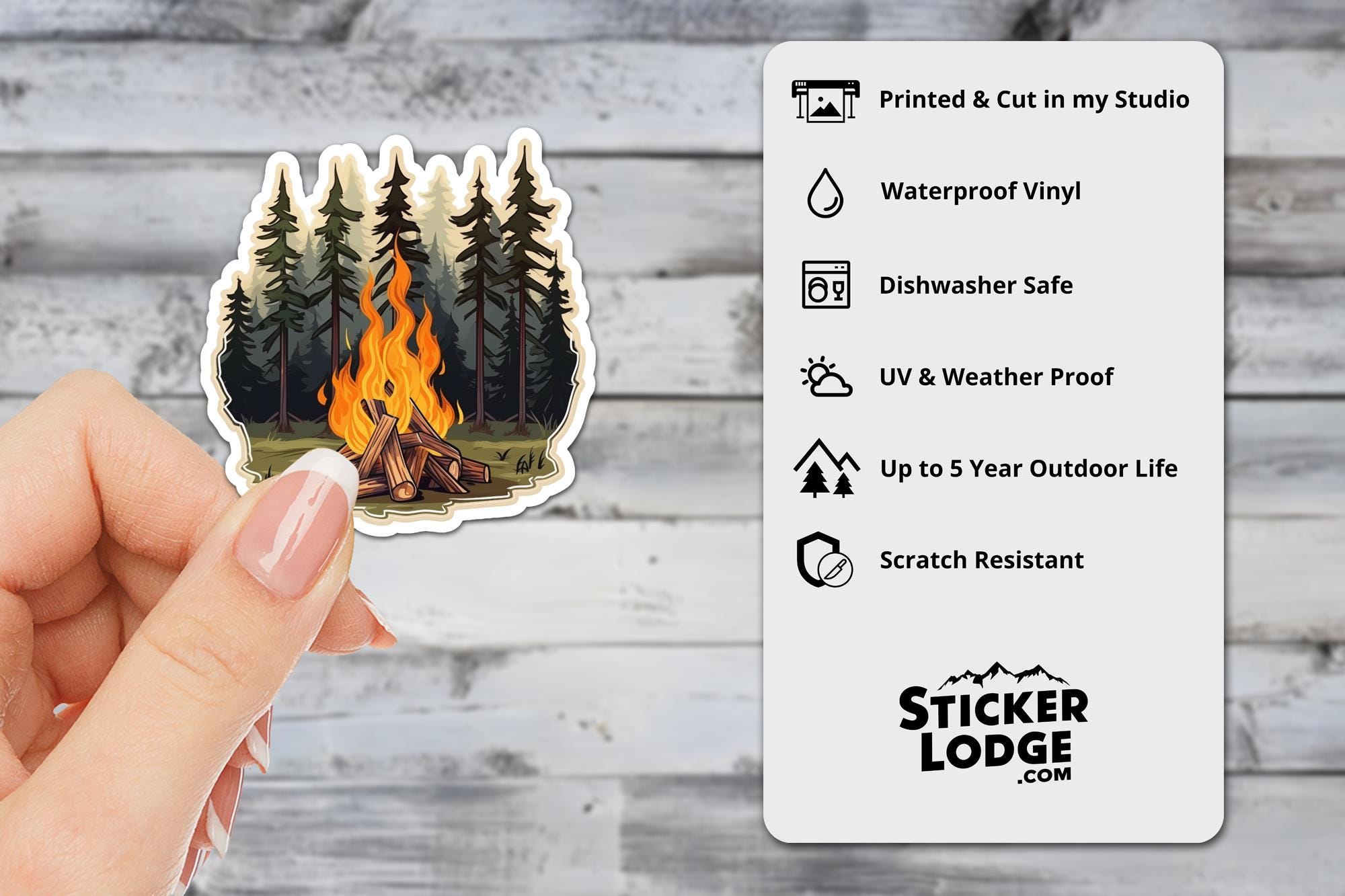 Forest Campfire Vinyl Sticker