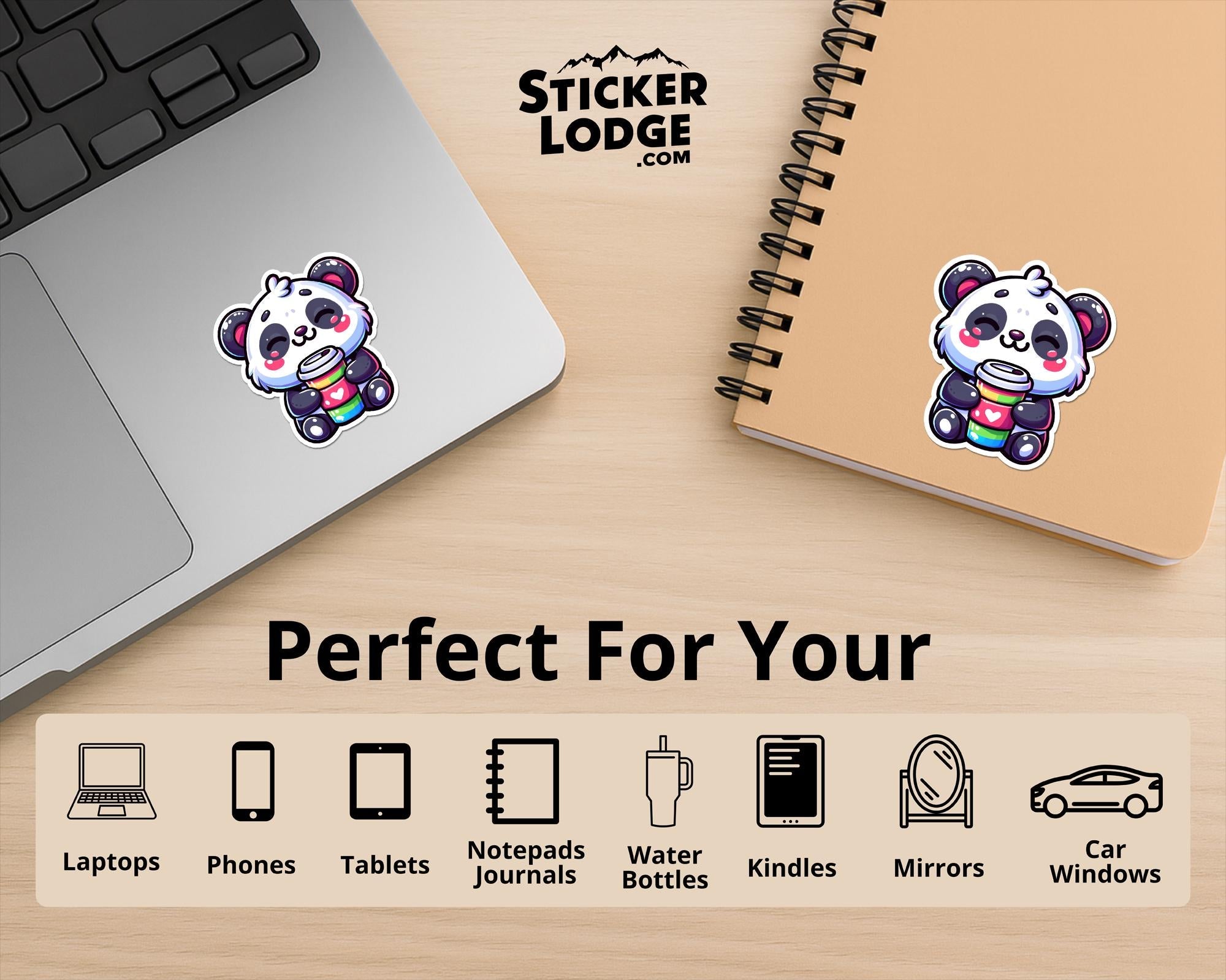 Kawaii Panda Bear Coffee Vinyl Sticker