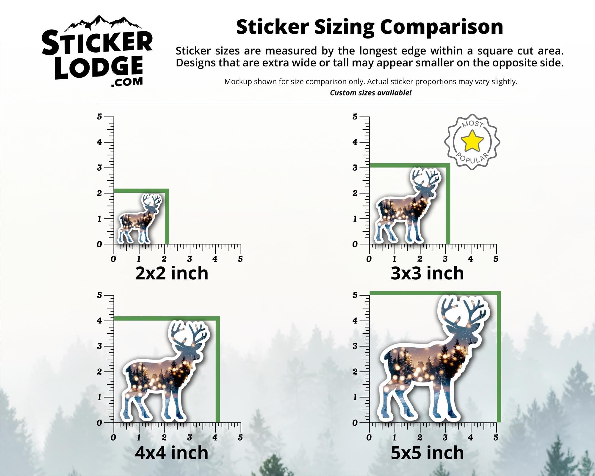 Festive Reindeer and Winter Forest Double Exposure Vinyl Sticker