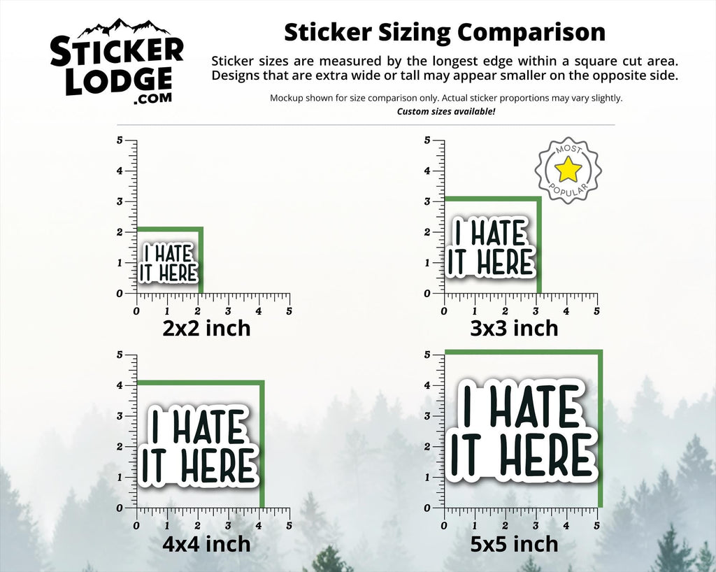 I Hate It Here Vinyl Sticker -Funny Sarcastic Decal
