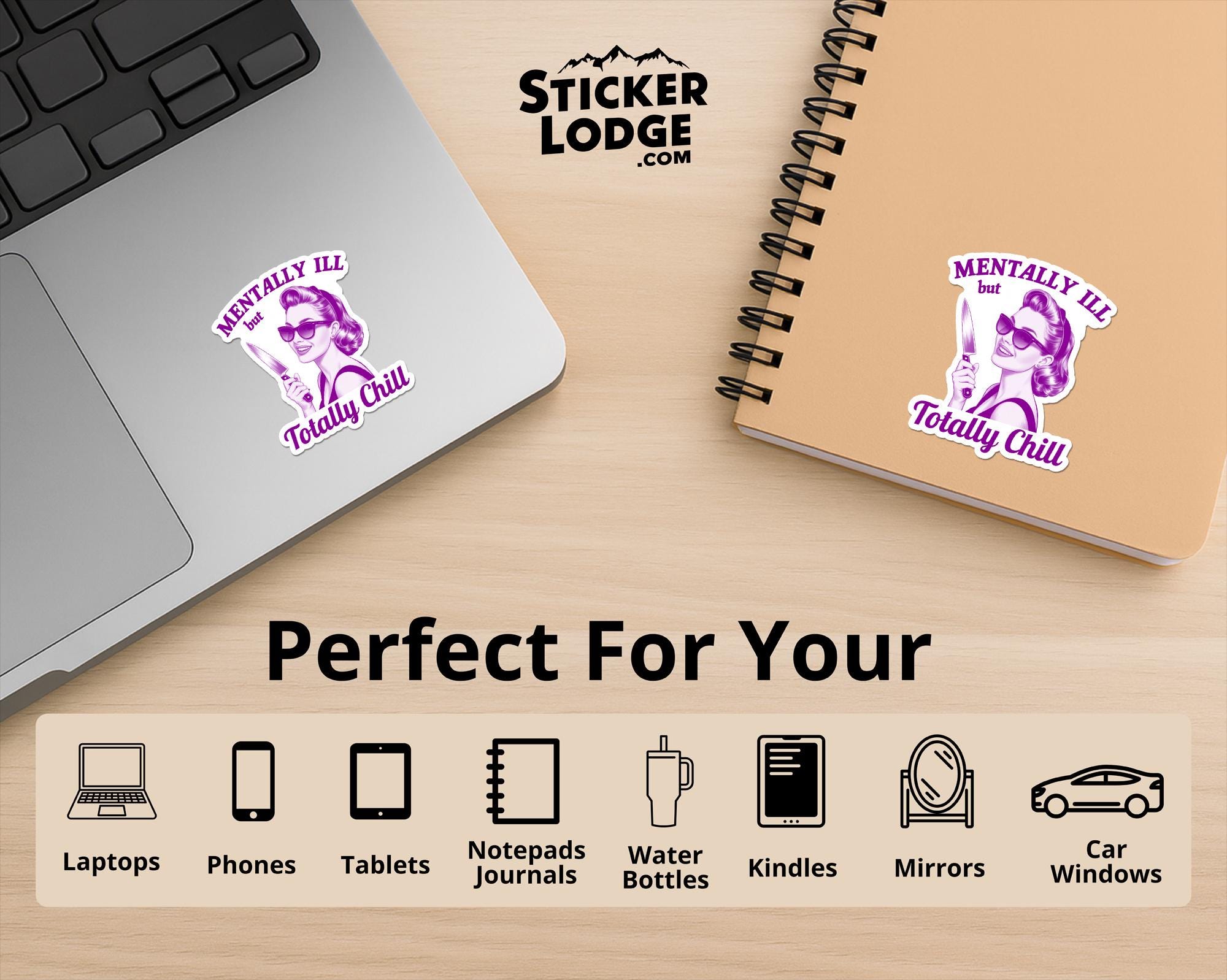 Mentally Ill but Totally Chill Vinyl Sticker