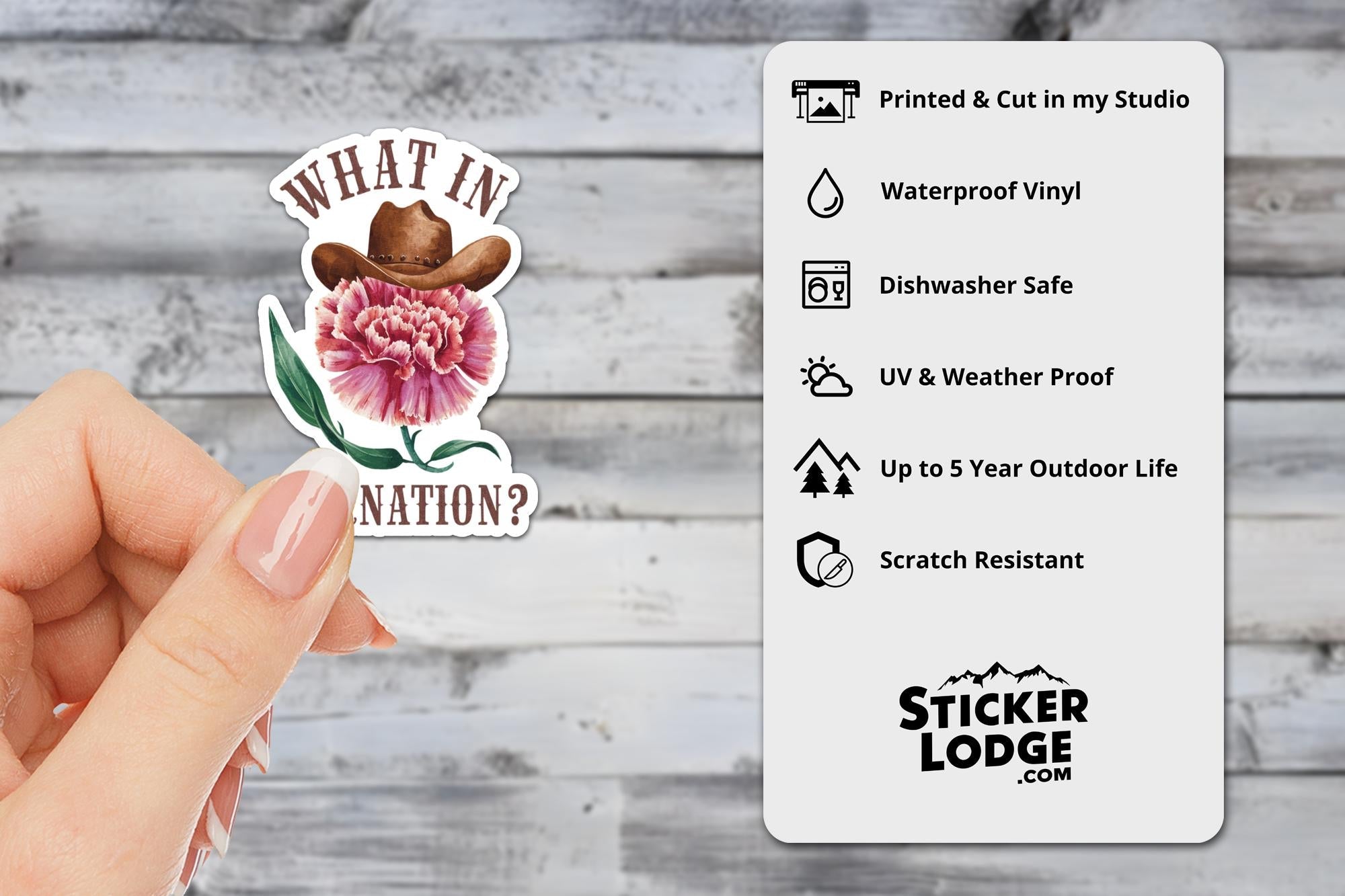 What in Carnation Vinyl Sticker