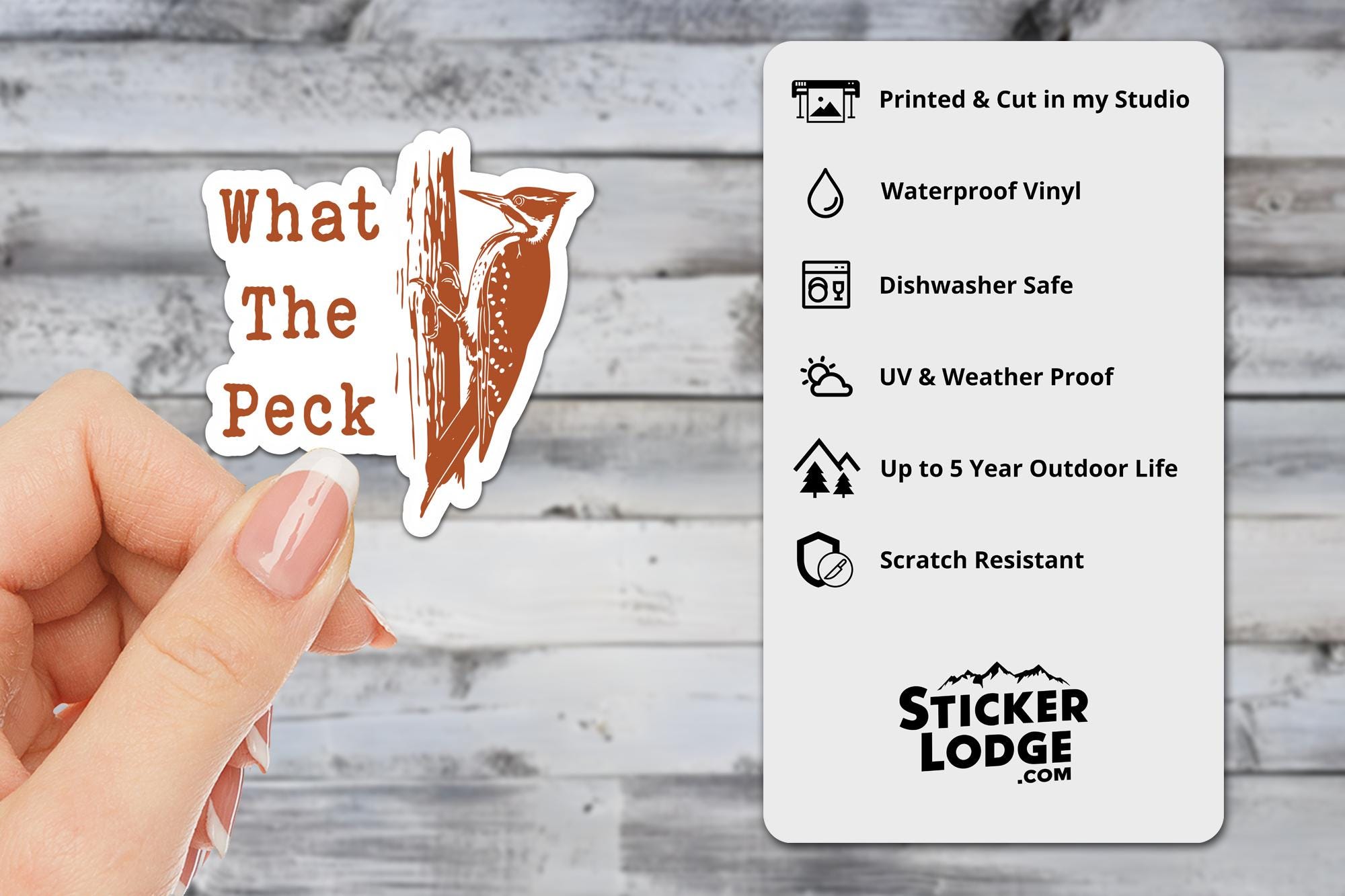 What The Peck Woodpecker Vinyl Sticker