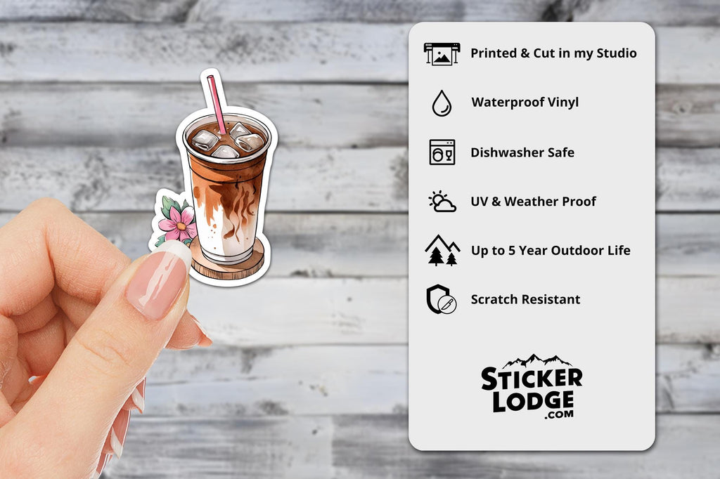 Watercolor Iced Coffee Vinyl Sticker