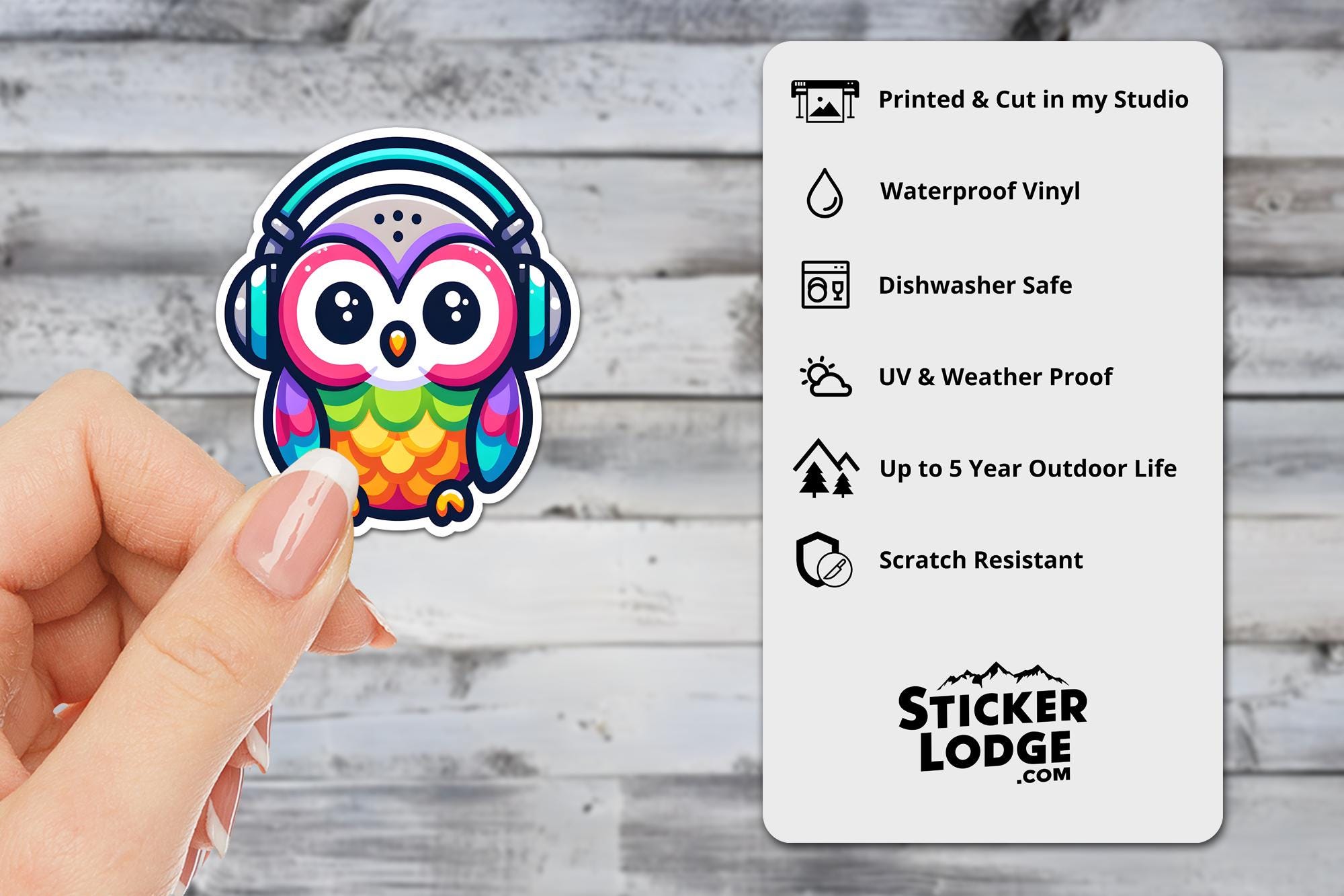 Kawaii Owl Headphones Vinyl Sticker