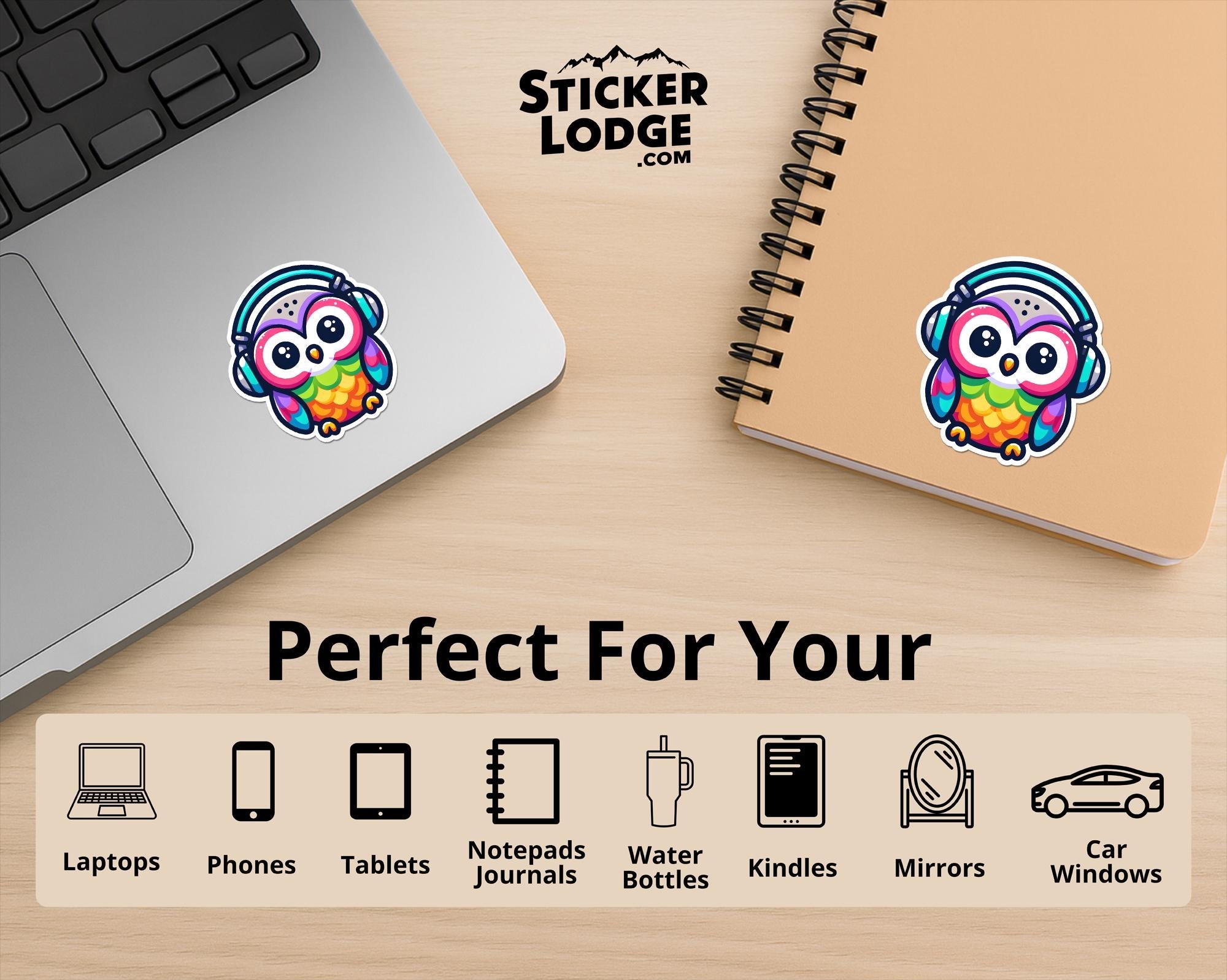 Kawaii Owl Headphones Vinyl Sticker