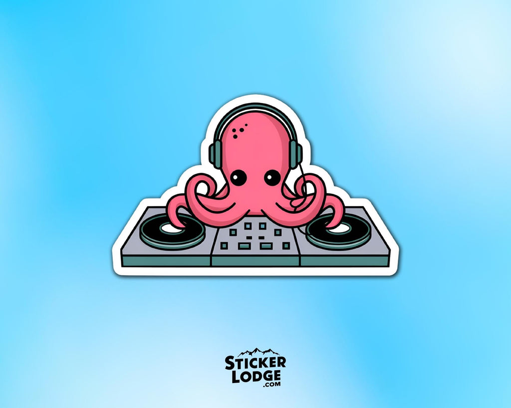 DJ Octopus Vinyl Sticker
