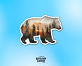 Bear and Forest Nature Silhouette Double Exposure Vinyl Sticker