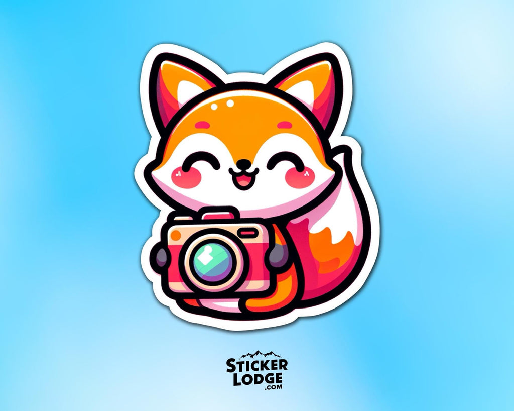 Kawaii Fox Photographer Vinyl Sticker