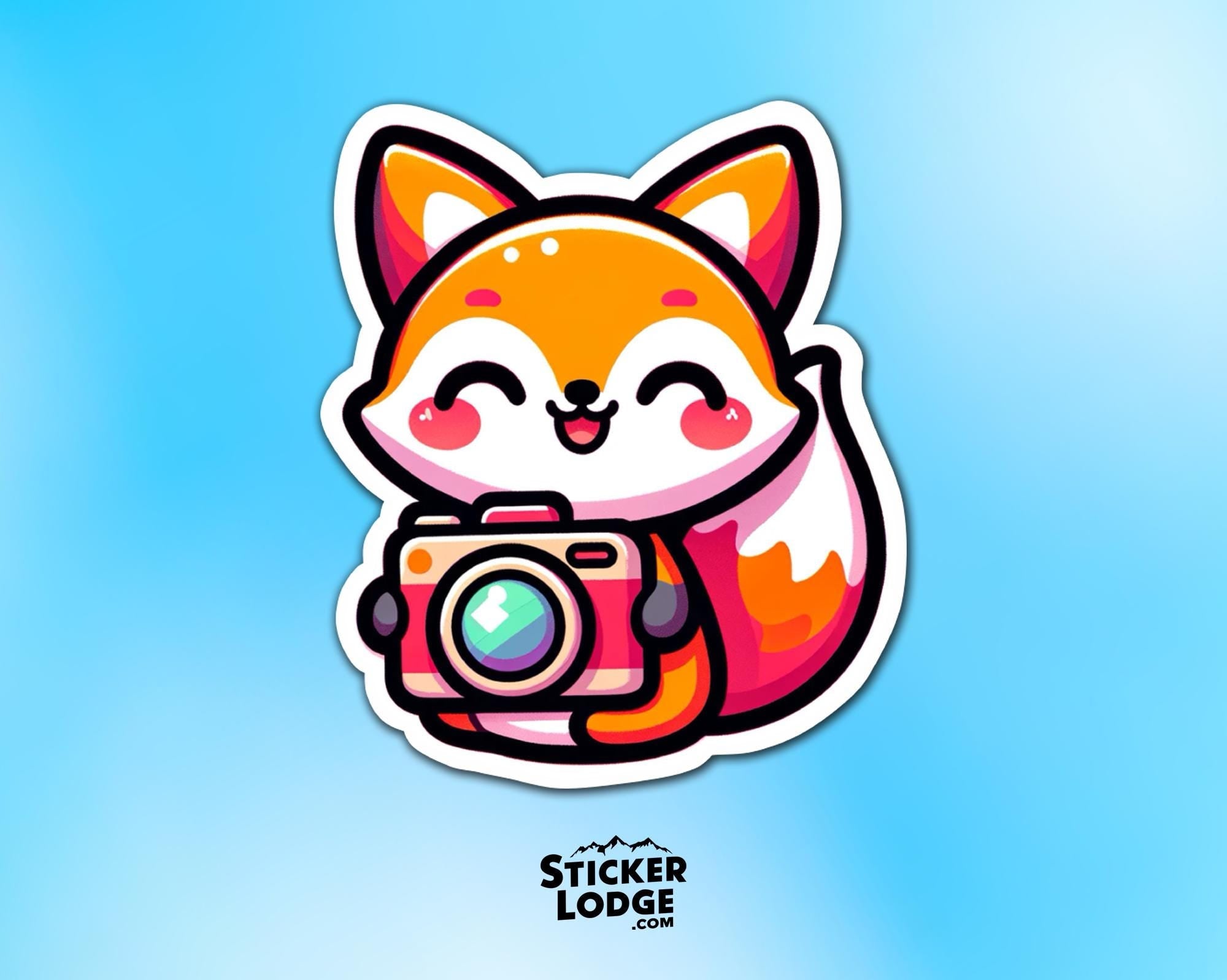 Kawaii Fox Photographer Vinyl Sticker