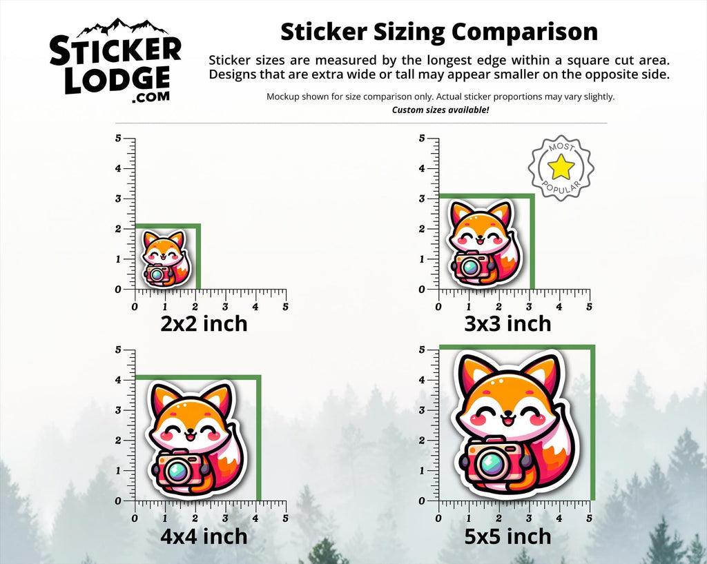 Kawaii Fox Photographer Vinyl Sticker