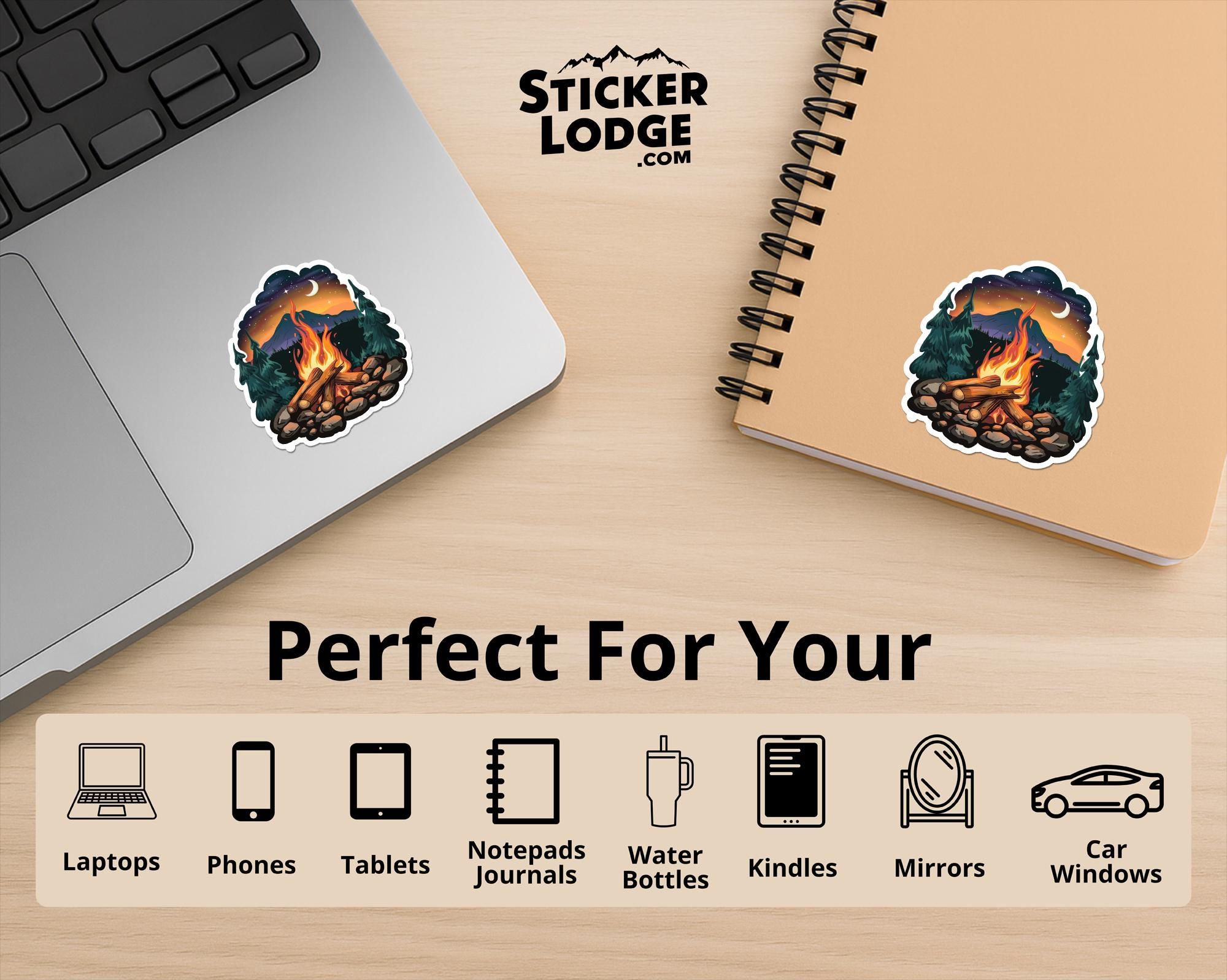 Campfire Under the Stars Vinyl Sticker