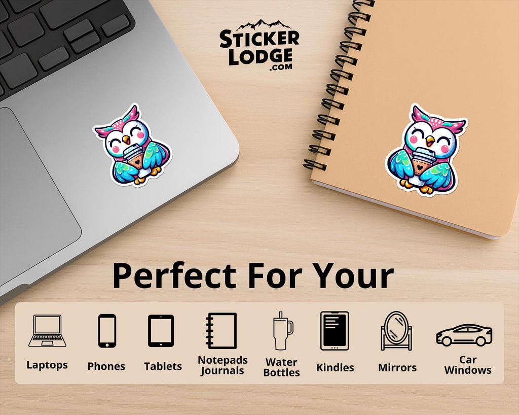 Kawaii Owl Coffee Vinyl Sticker