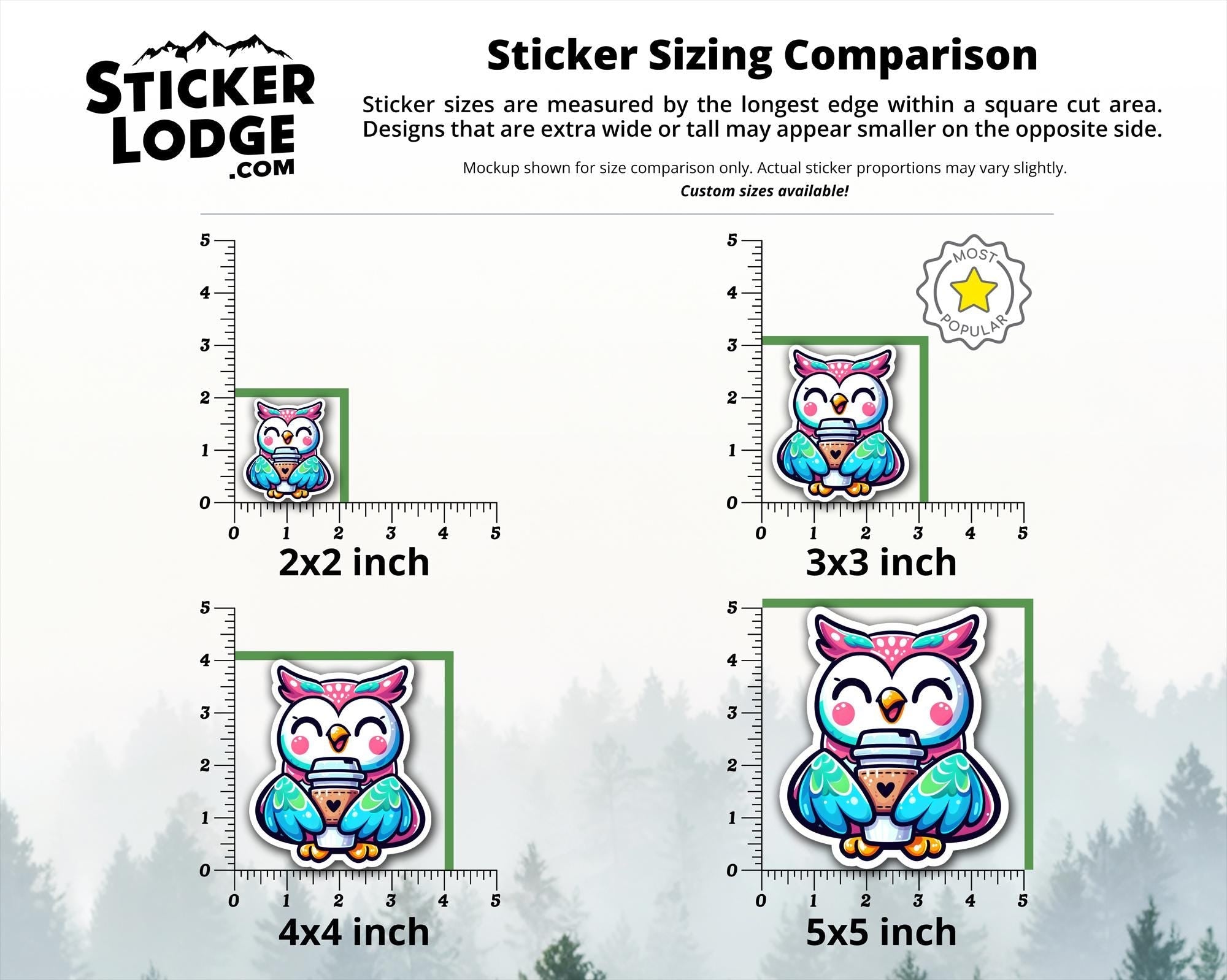 Kawaii Owl Coffee Vinyl Sticker