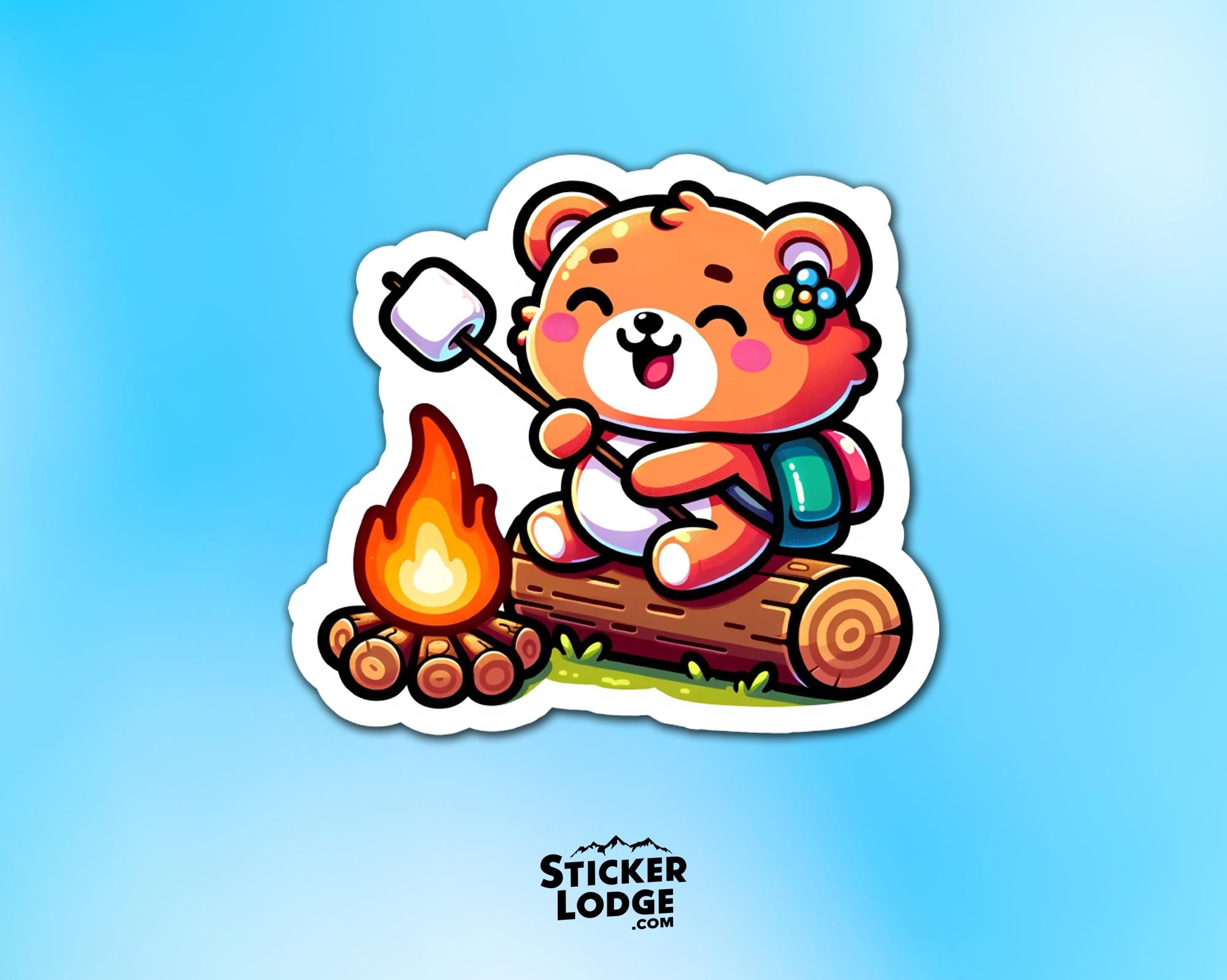 Happy Camper Kawaii Bear Vinyl Sticker