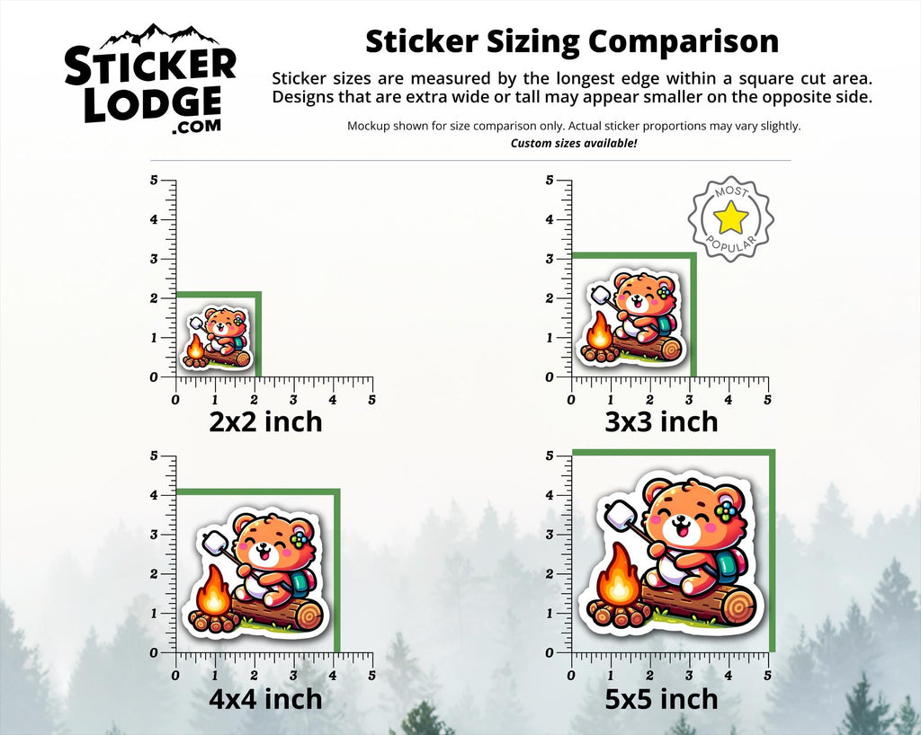 Happy Camper Kawaii Bear Vinyl Sticker