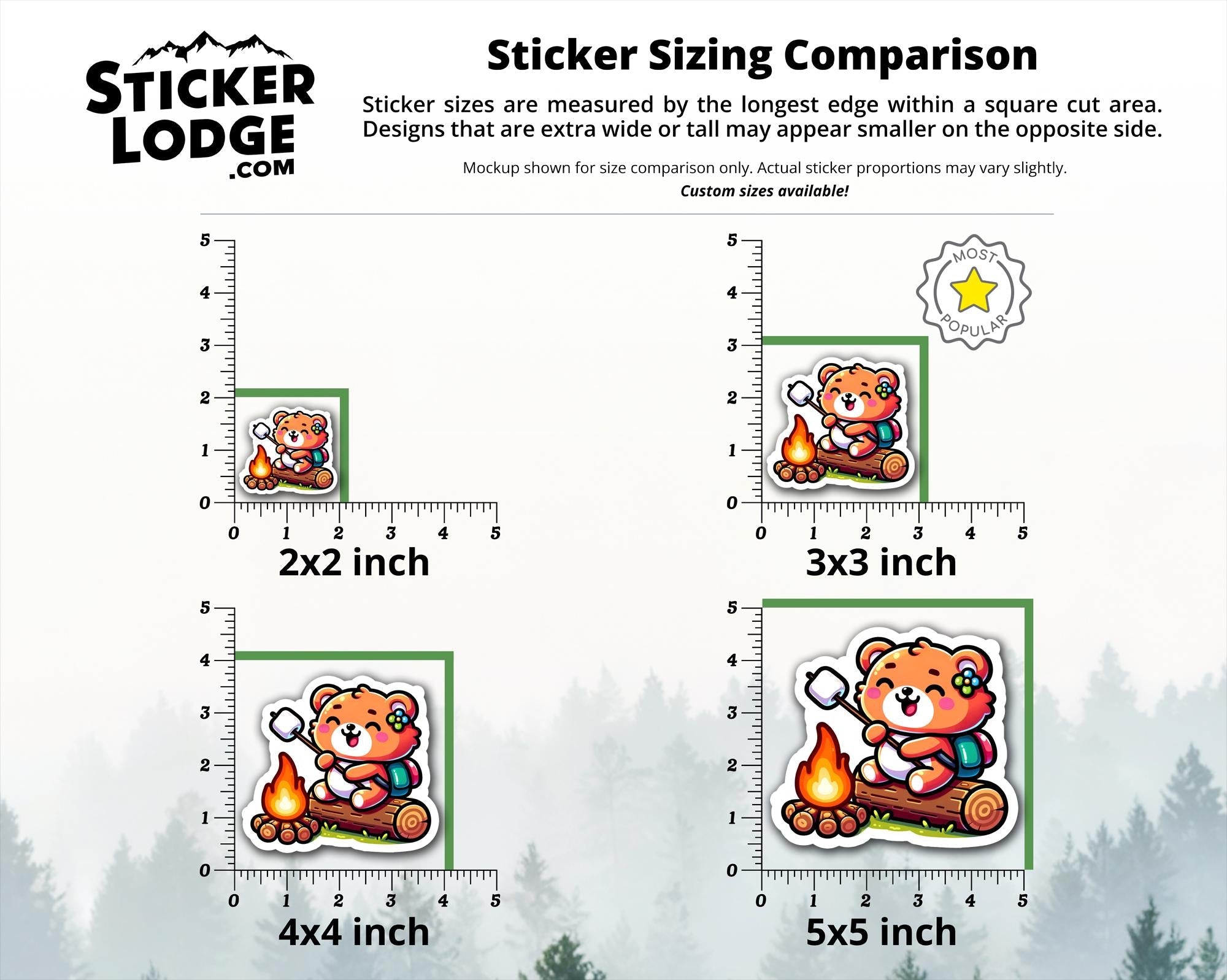 Happy Camper Kawaii Bear Vinyl Sticker