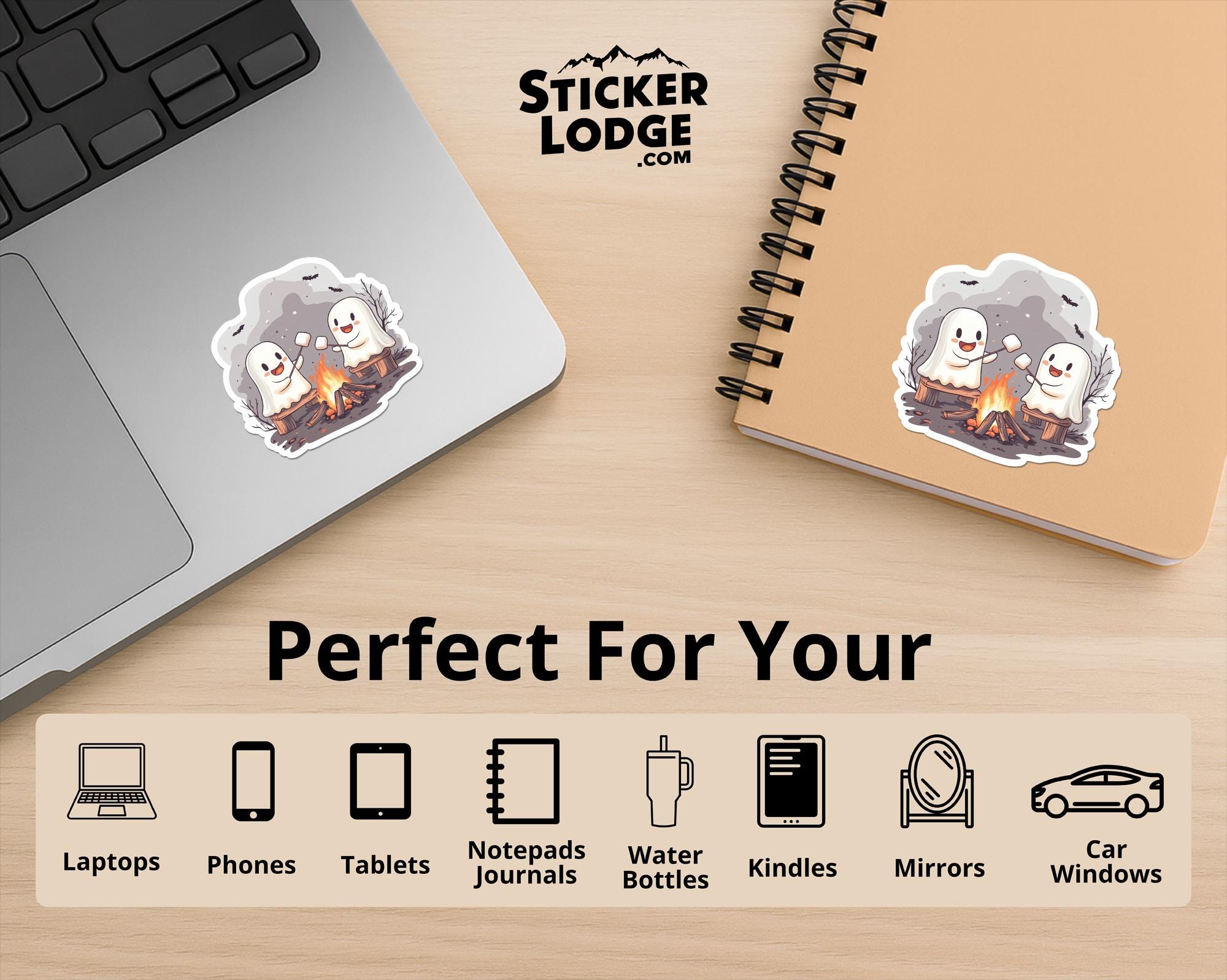 Halloween Ghost Campfire Vinyl Sticker