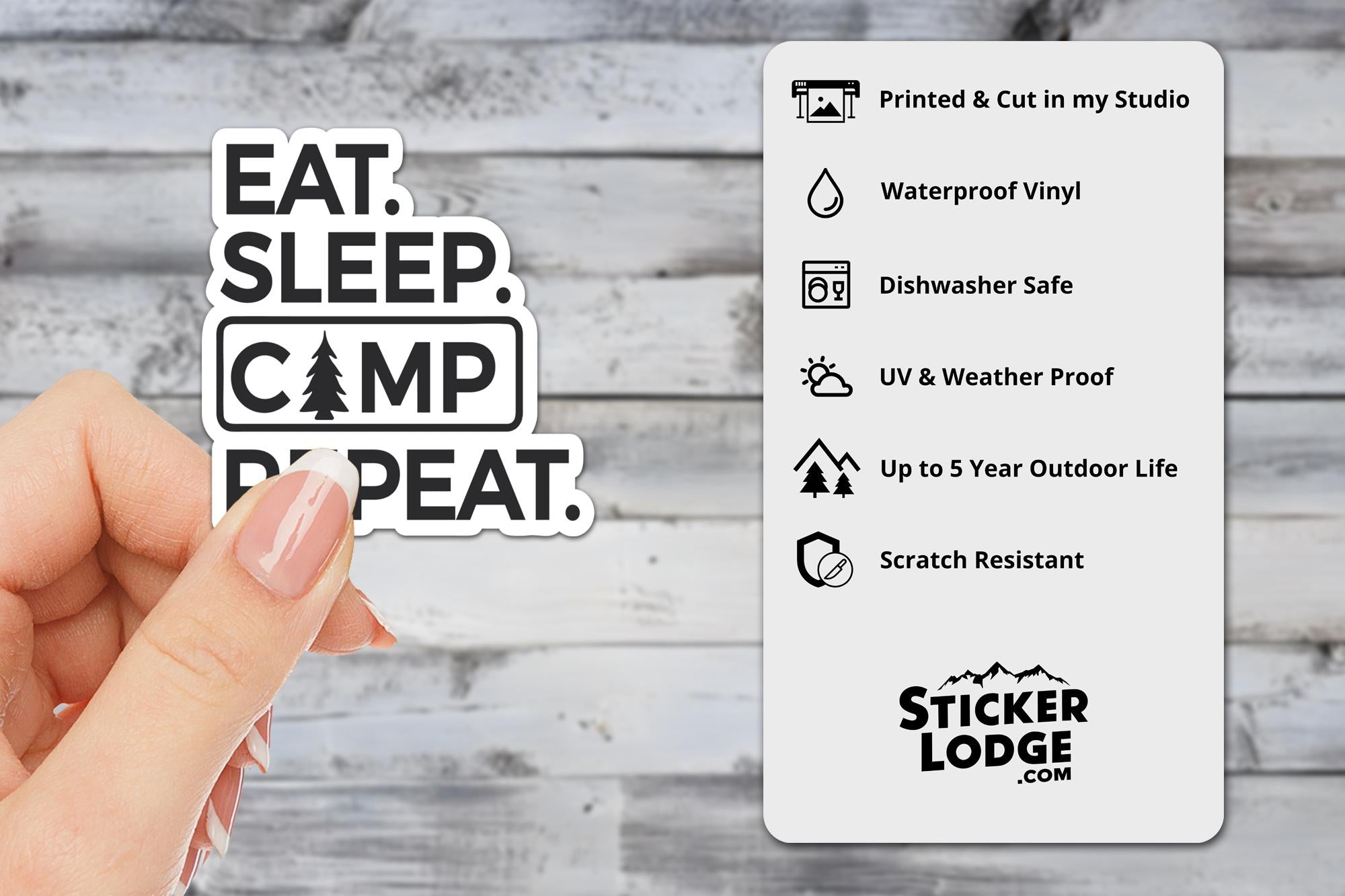Eat Sleep Camp Repeat Vinyl Sticker