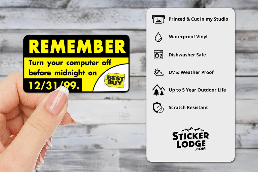 Remember Y2K Turn Off Your Computer Vinyl Sticker