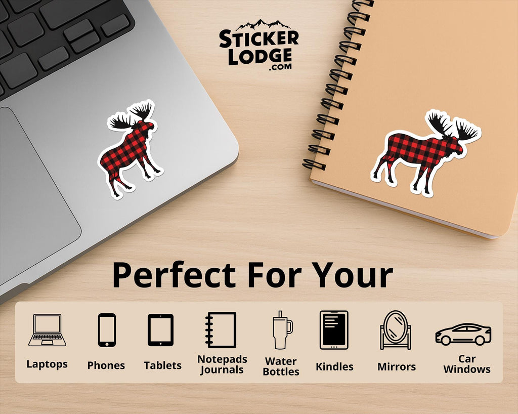 Buffalo Plaid Moose Vinyl Sticker