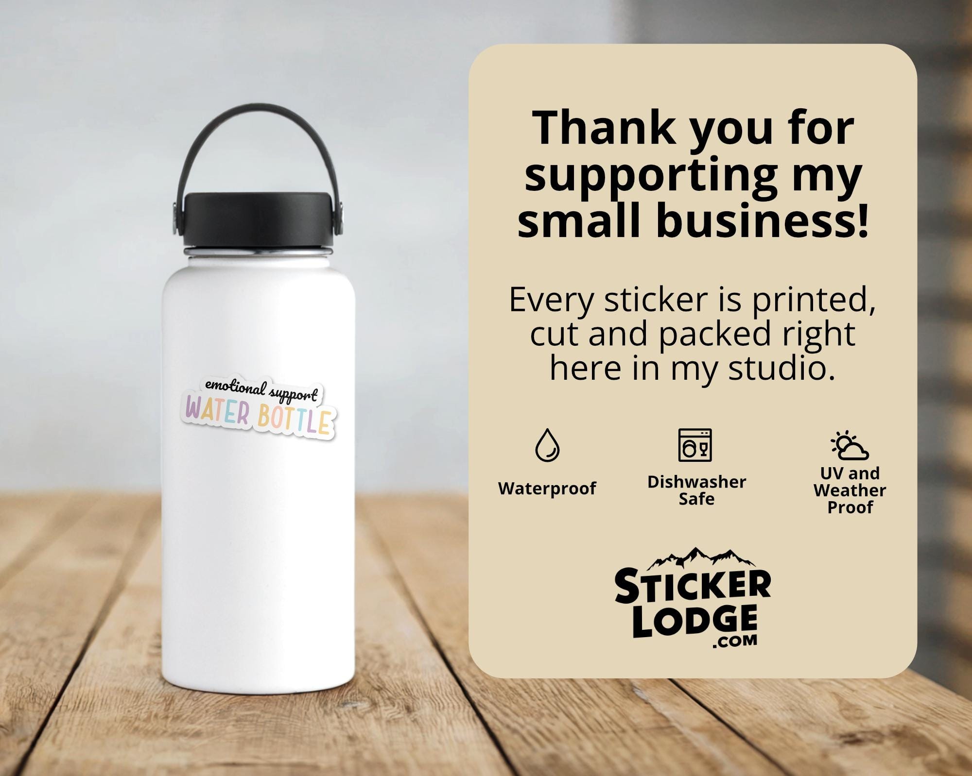 Emotional Support Water Bottle Vinyl Sticker