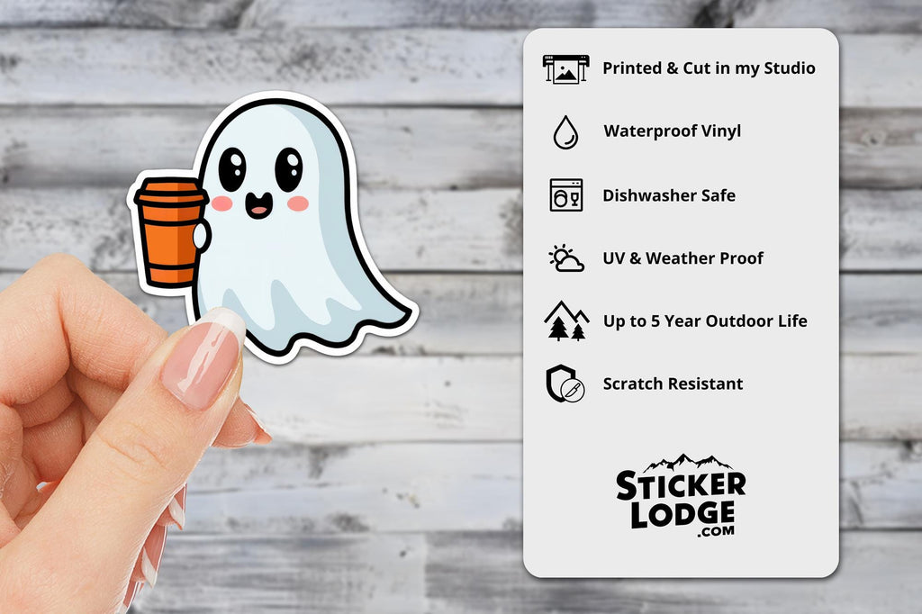 Ghost Pumpkin Spice Latte Vinyl Sticker