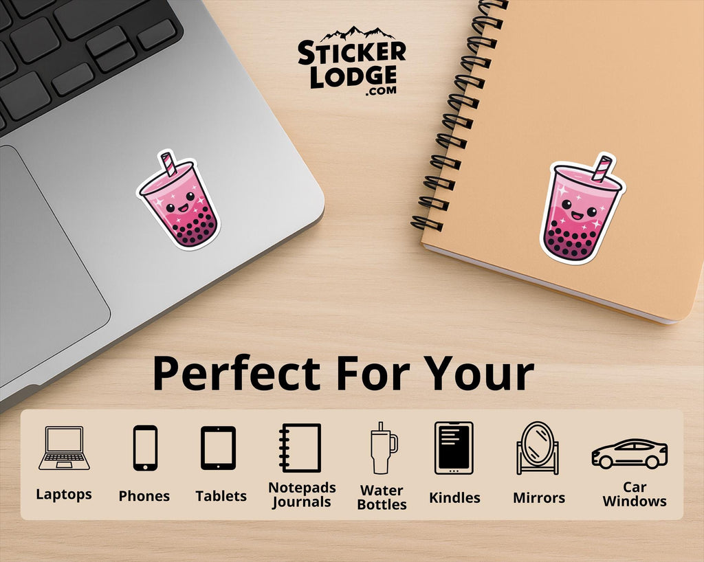 Pink Boba Tea Vinyl Sticker