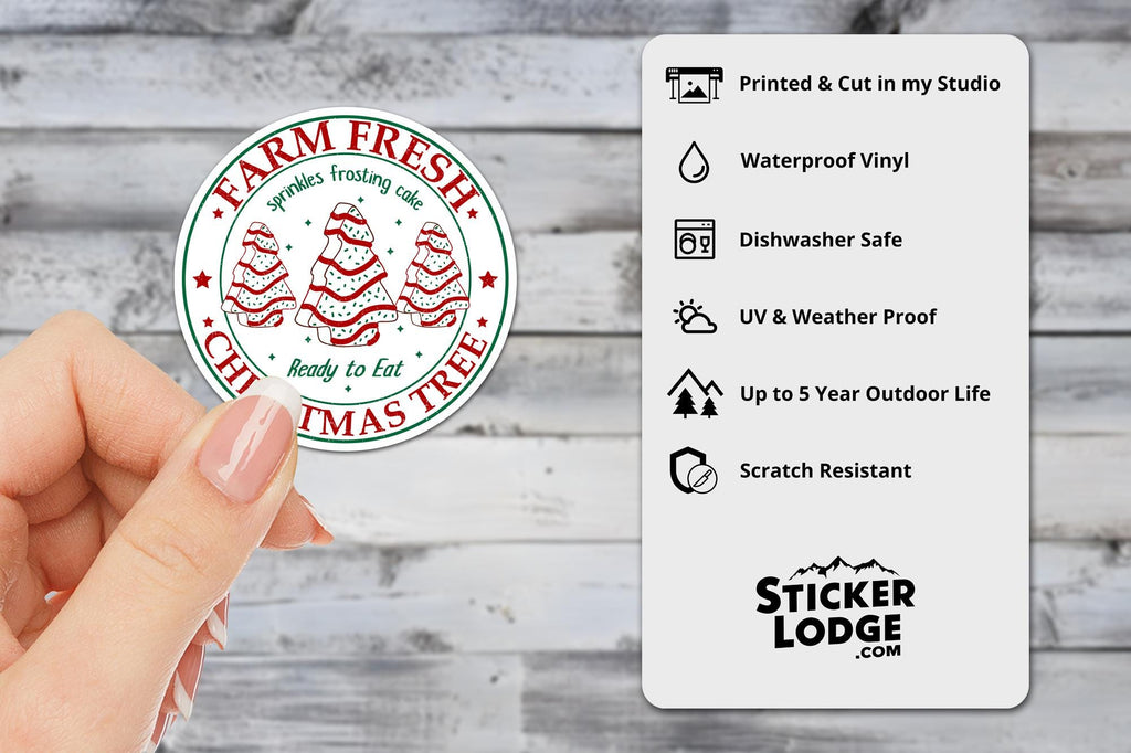 Farm Fresh Christmas Tree Cake Vinyl Sticker