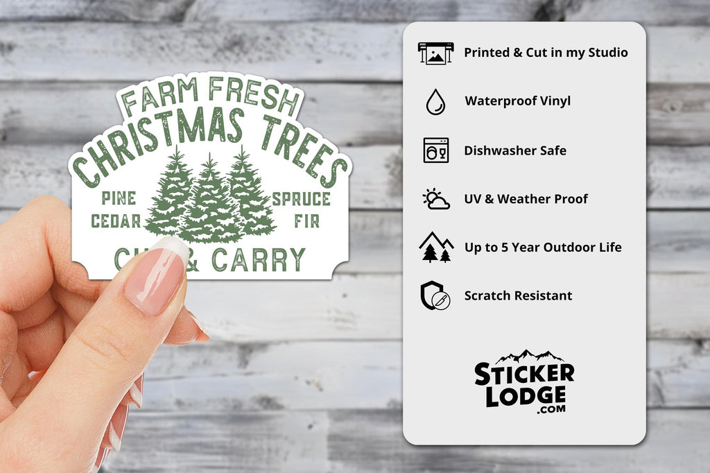 Farm Fresh Christmas Trees Vinyl Sticker