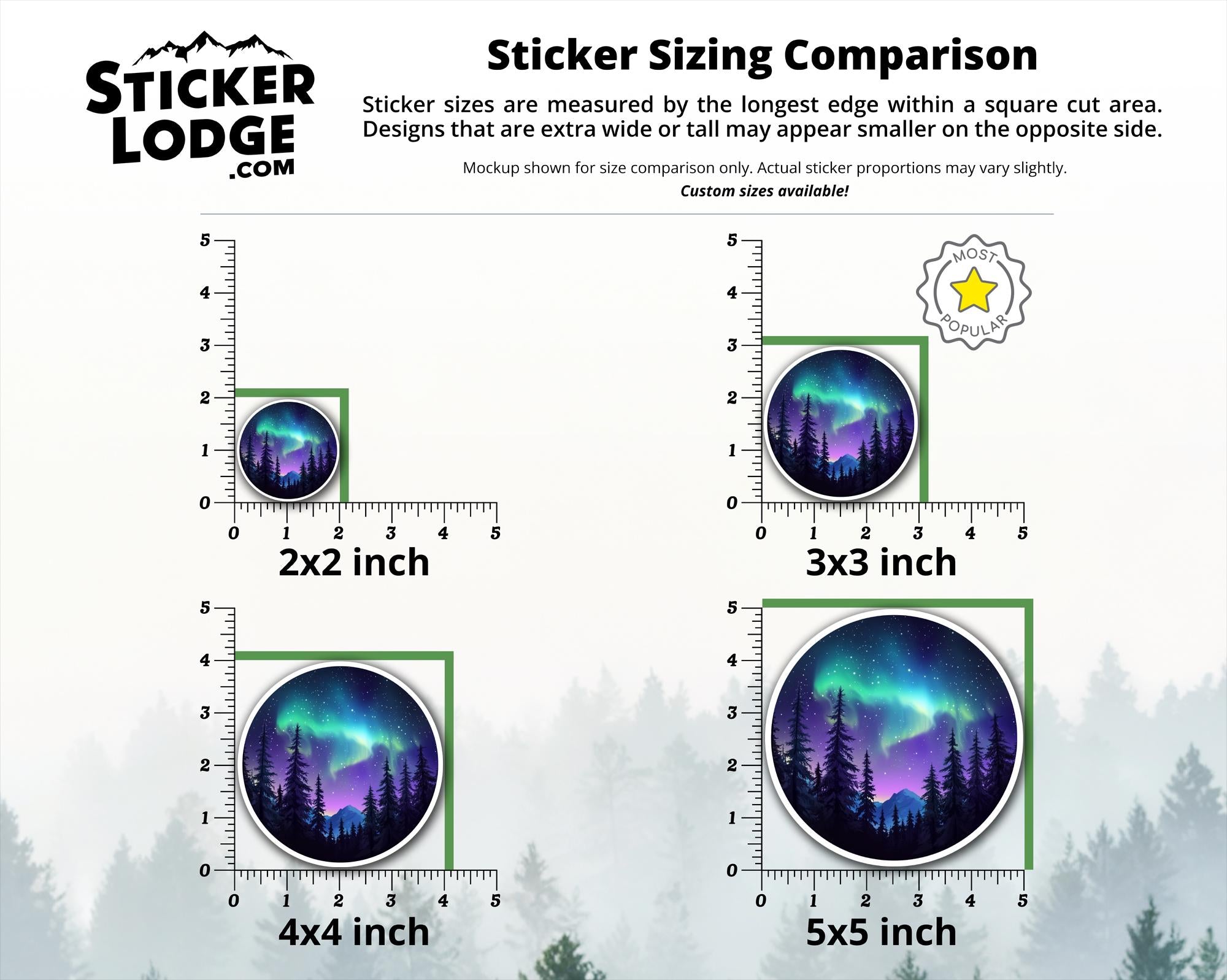 Northern Lights Forest Vinyl Sticker